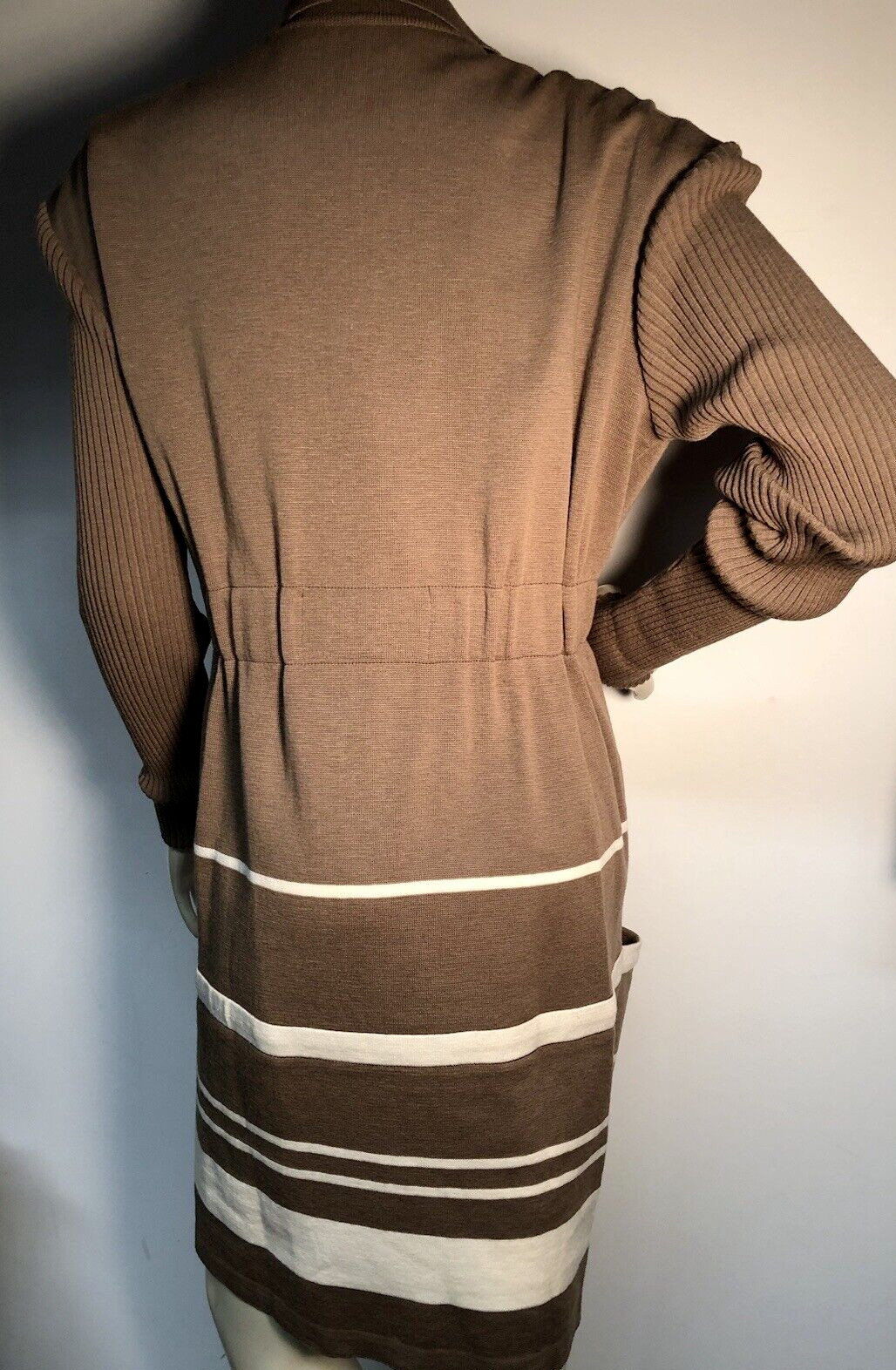 BERNARD PERRIS PARIS Vintage Beige WOOL DRESS Sz 42 – L