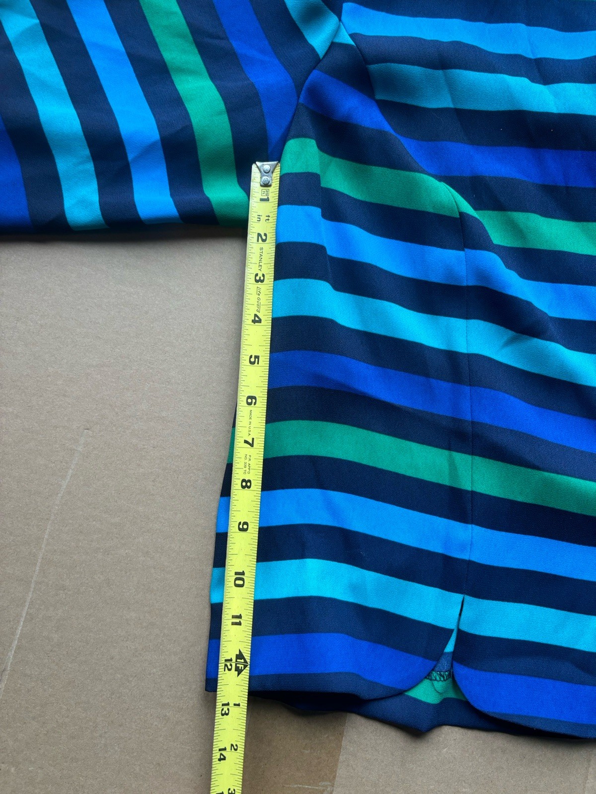 80s Geometric Striped Top – Vintage LESLIE FAY, Blue Shades, Size 18WP