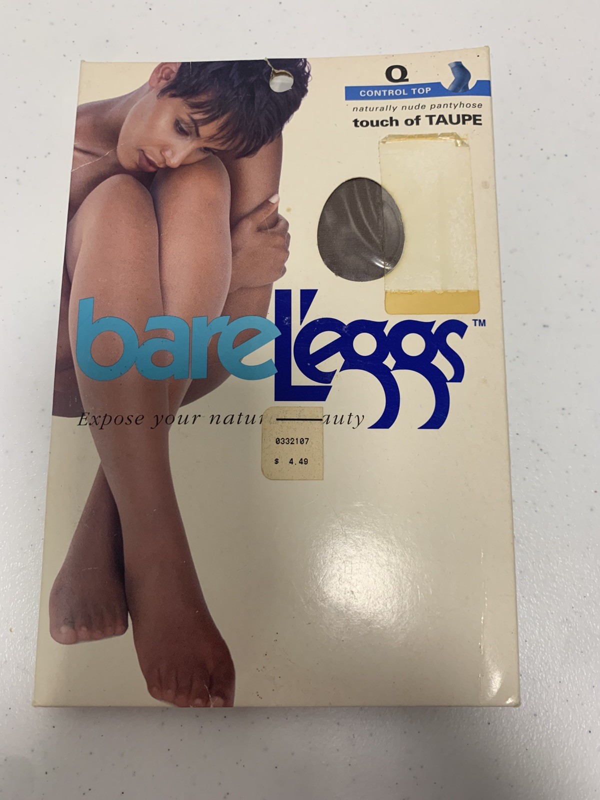 Vintage 1990s Bare L’Eggs Pantyhose Stockings Touch of Taupe Queen Size