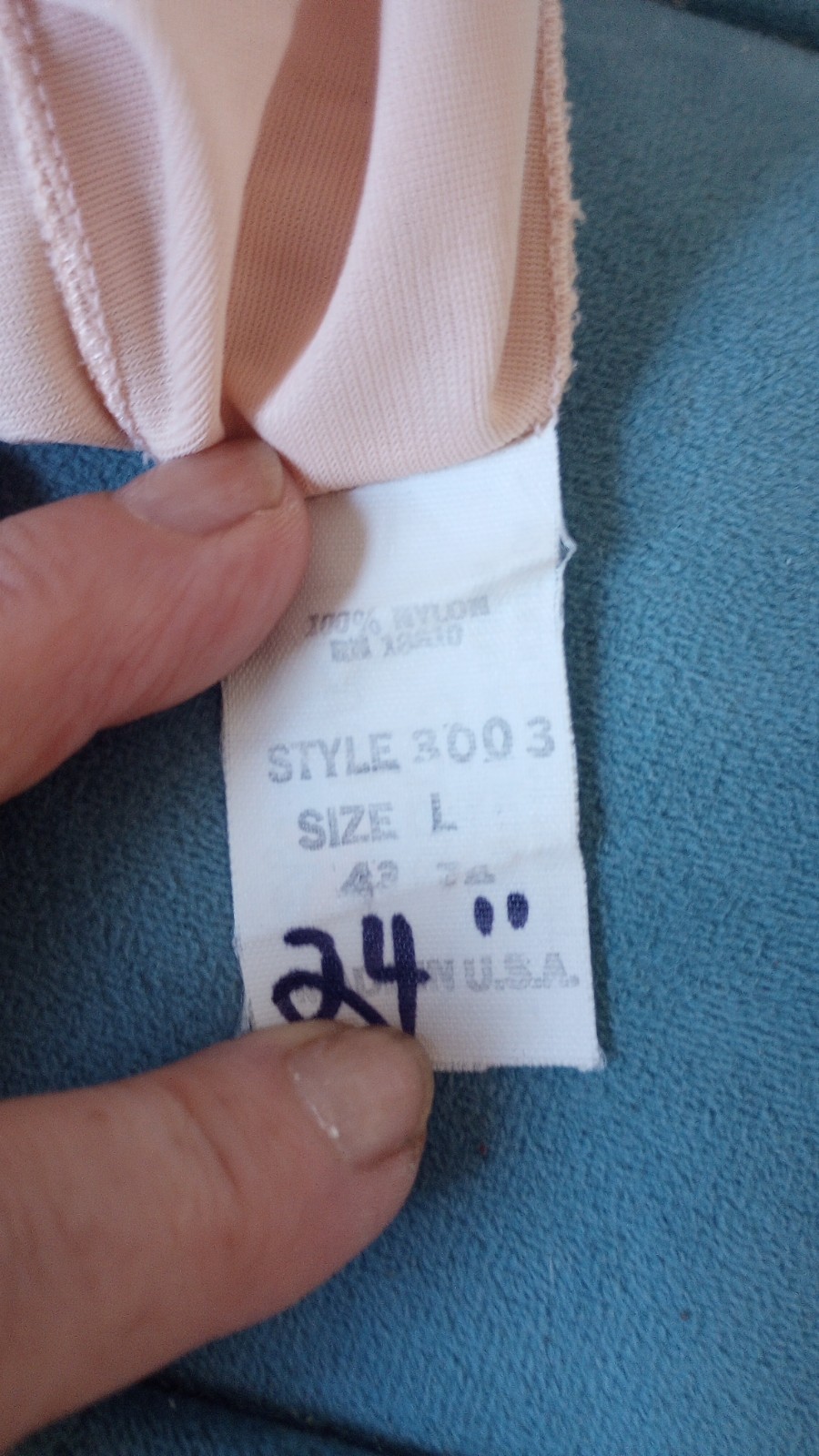 Vintage Mary Jane 1/2 Slip Peach 100% Antron III Nylon Lace Womens L Fancy USA