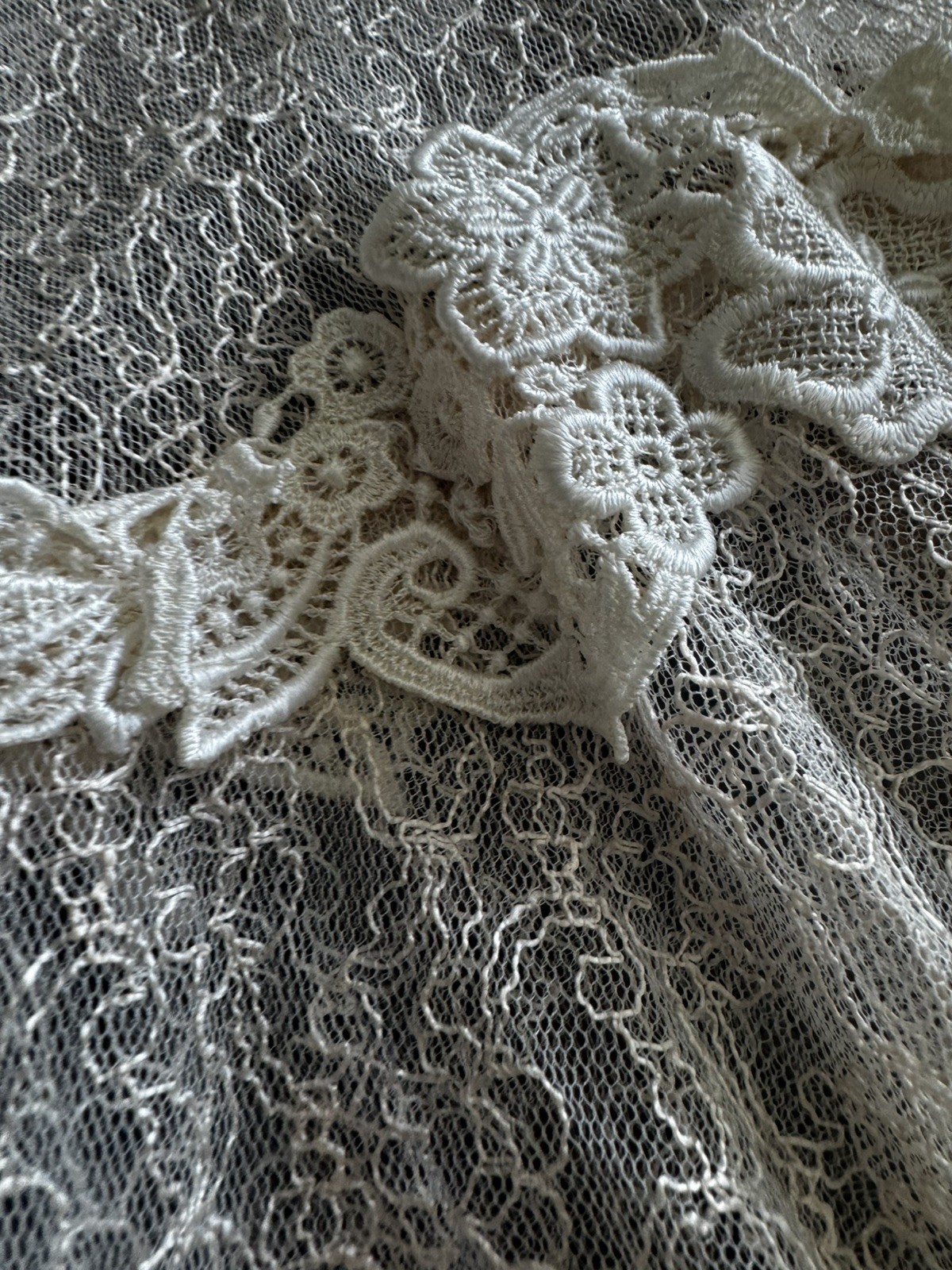 VTG Lorrie Kabala Lace Victorian Pearl Puff Sleeve Drop Waist Mermaid Dress 14