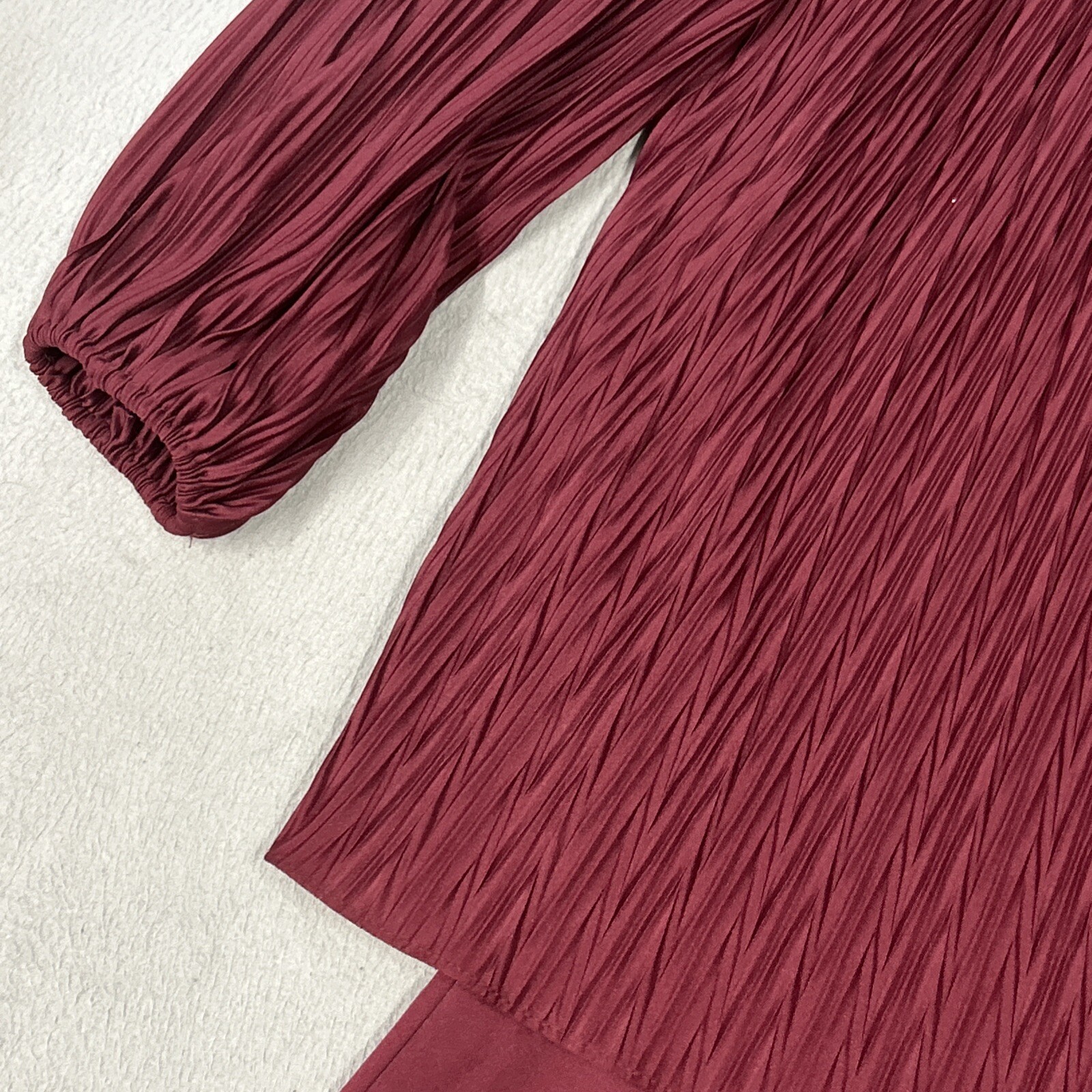 David Rose Dress Womens Size 14 Burgundy Pleated Holiday Party Vintage 80’s USA