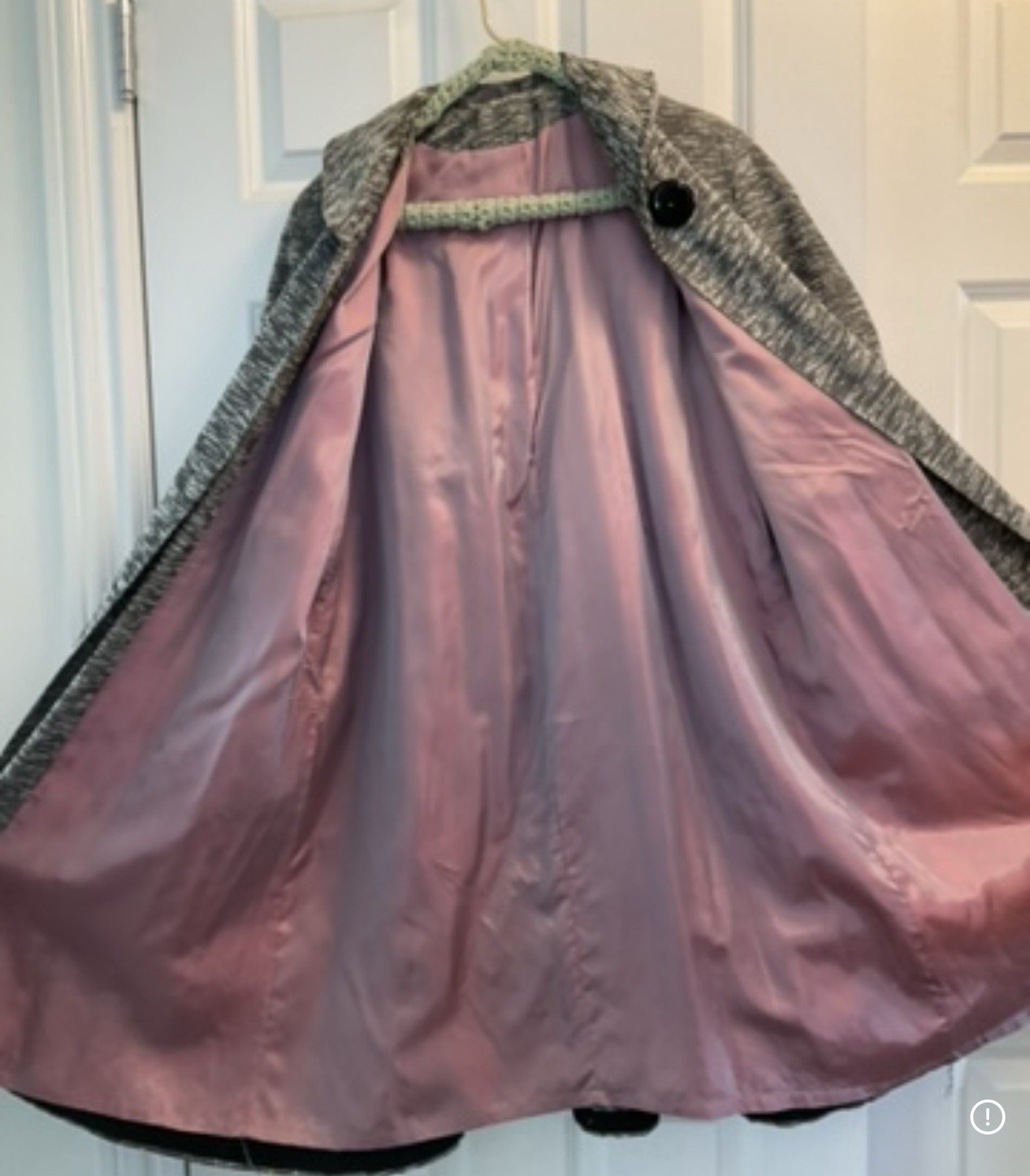 Vintage Coat Grey Med Pink Metalic Silk Lining 1960 Housewife Pink Lined Pocket