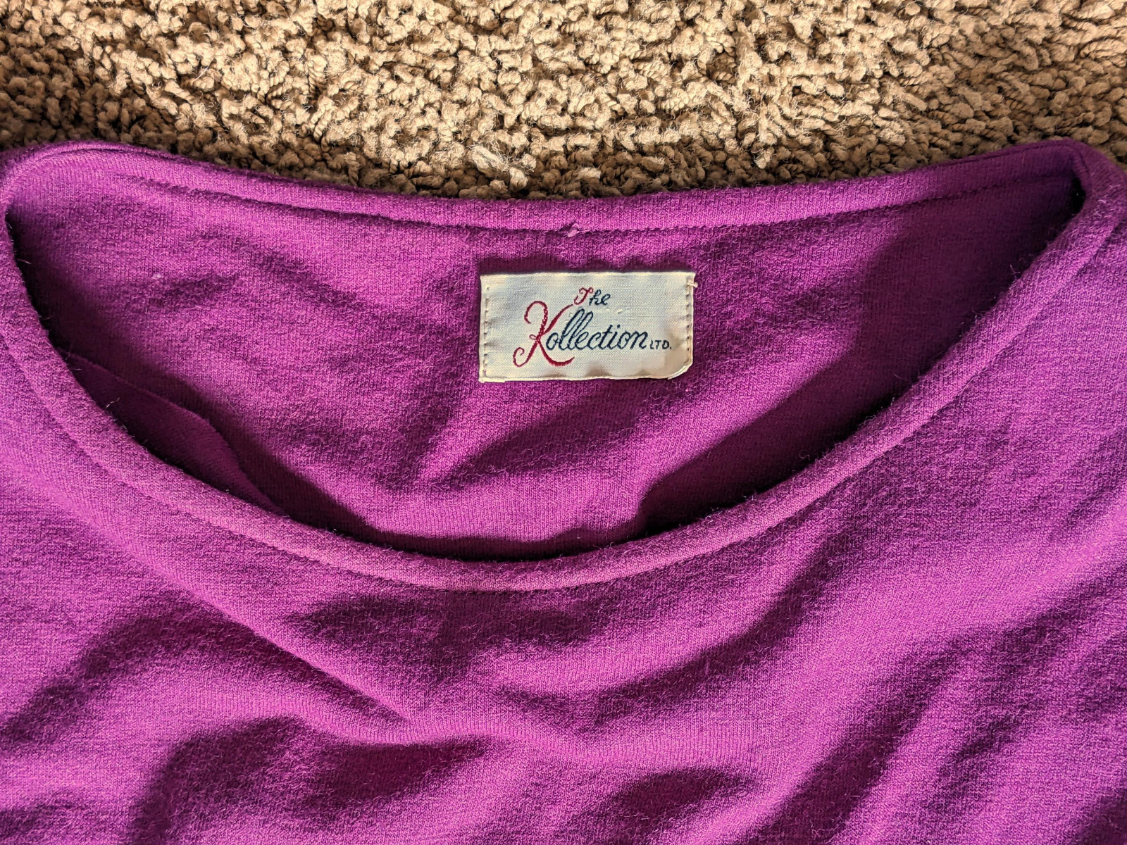 Vintage The Kollection Wool Blend Plum Dress Size 10 Long Sleeve