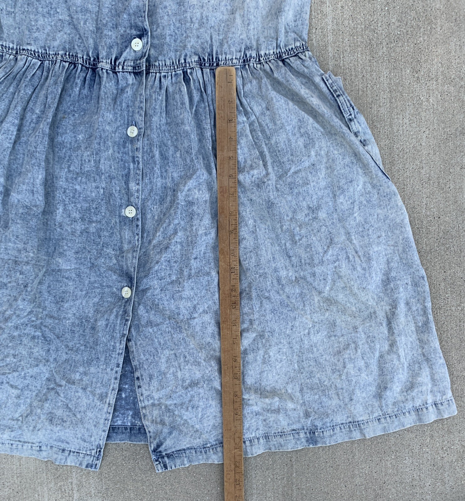 Vintage Limited Express EXP Acid Wash Denim Jumper Dress Pockets 1980s Size L