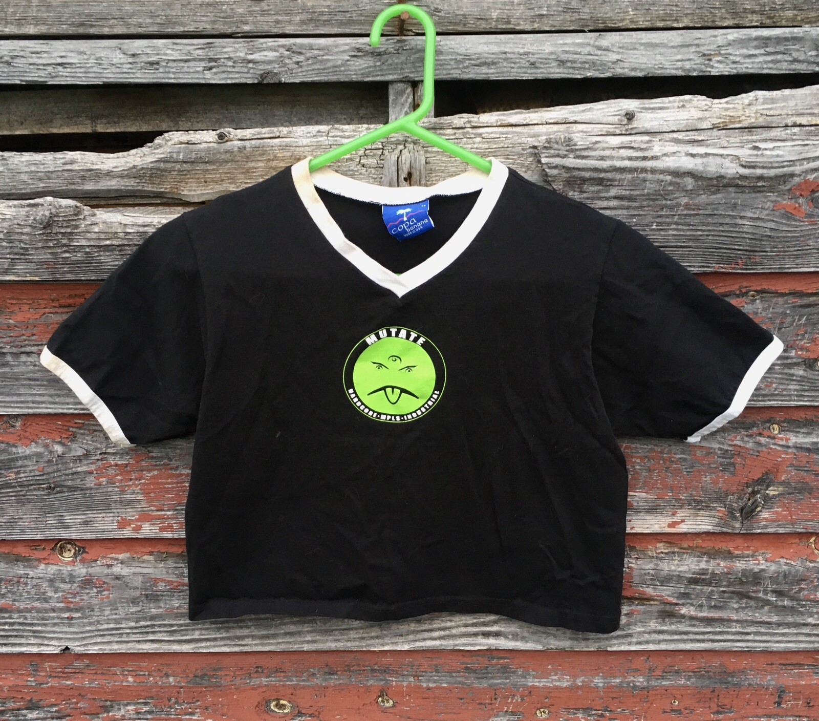 VTG 1990s MUTATE T-Shirt Crop Top Hardcore Mpls Industrial Mr YUK I F*** Your BF