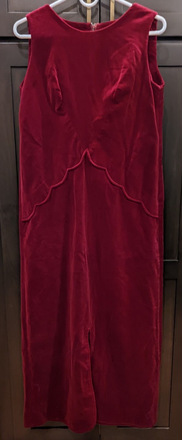 Vintage TONY KRUPA Red Velvet Maxi Dress – 12 READ DESCRIPTION FITS LIKE A SMALL