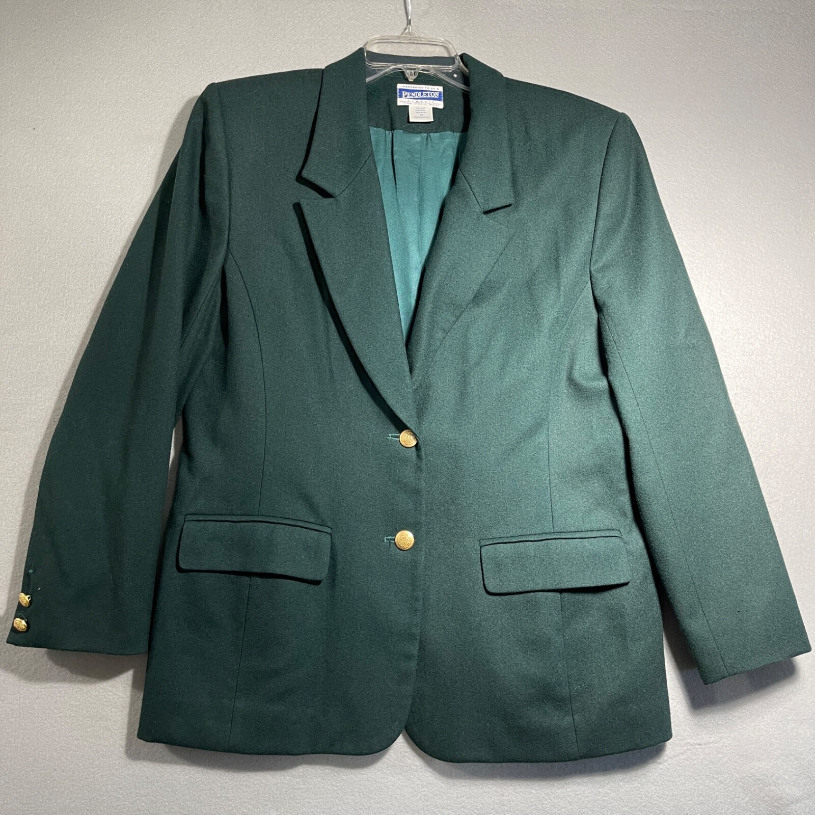 Vintage Pendleton CLASSIC Virgin Wool Womens Blazer 14 Green Lined USA
