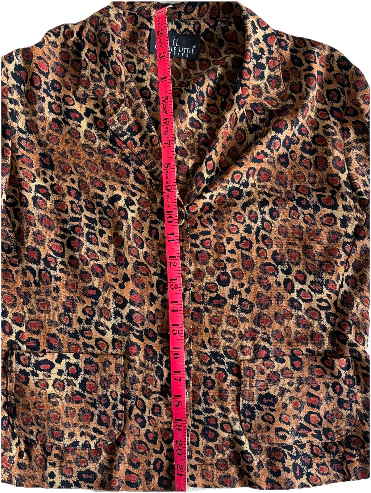 Vintage Carole Little Animal Print Blouse Top With Covered Buttons Petite Small
