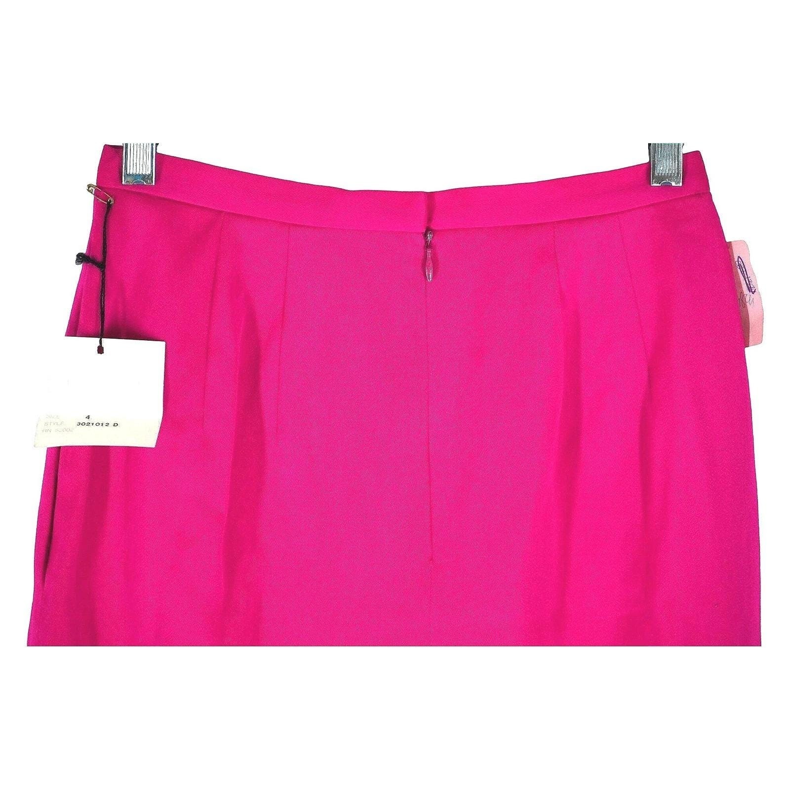 Vintage Dana Buchman Pencil Skirt Women 4 Pink 100% Wool Pleated Back Vent NWT