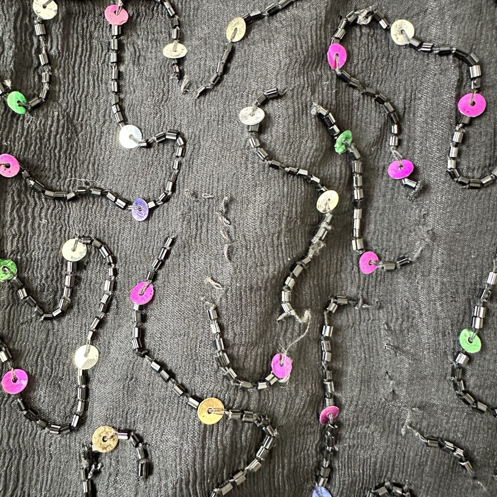 VTG Silk Sequin Beaded Dress Party 80s Sparkle NYE 90s Cocktail Homecoming Large