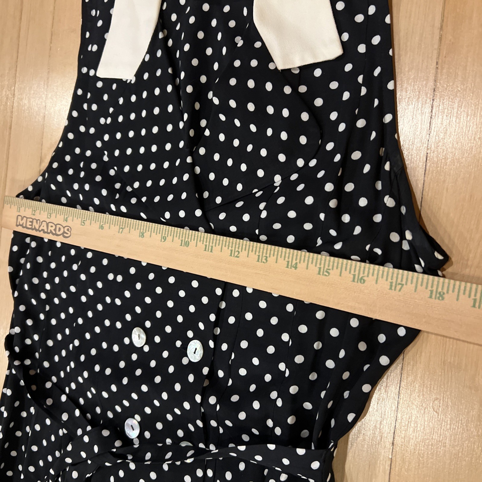 J.B.S. Ltd Black White Polka Dot Vtg Dress White Sailor Collar Sleeveless Sz 10