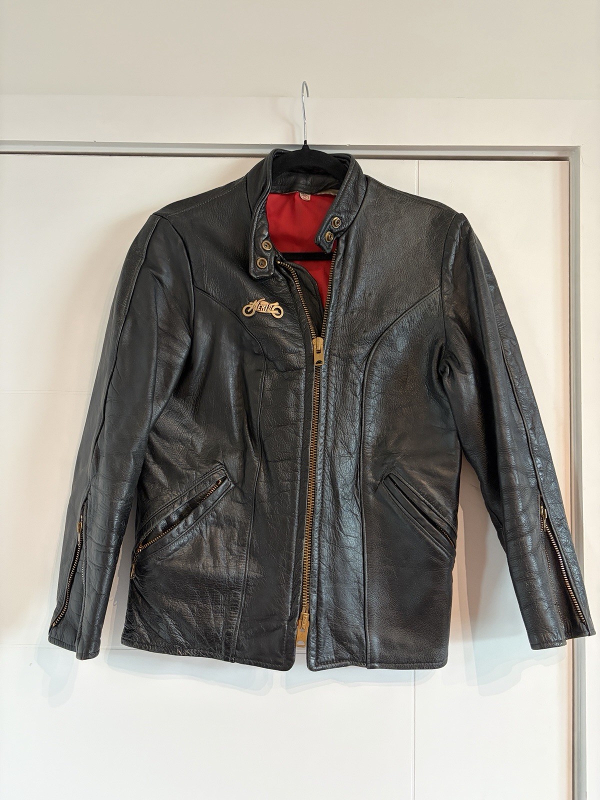 Incredible Vintage Women’s Leather Jacket Brass Hardware 38 Inch Chest