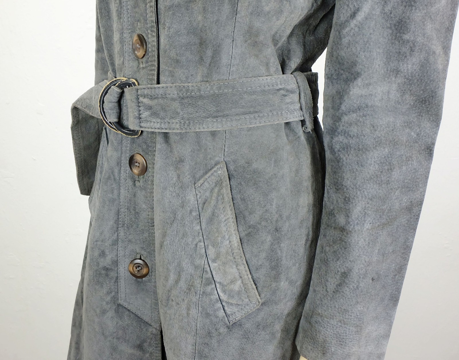true vintage suede coat size 36 suede coat gray 1970s