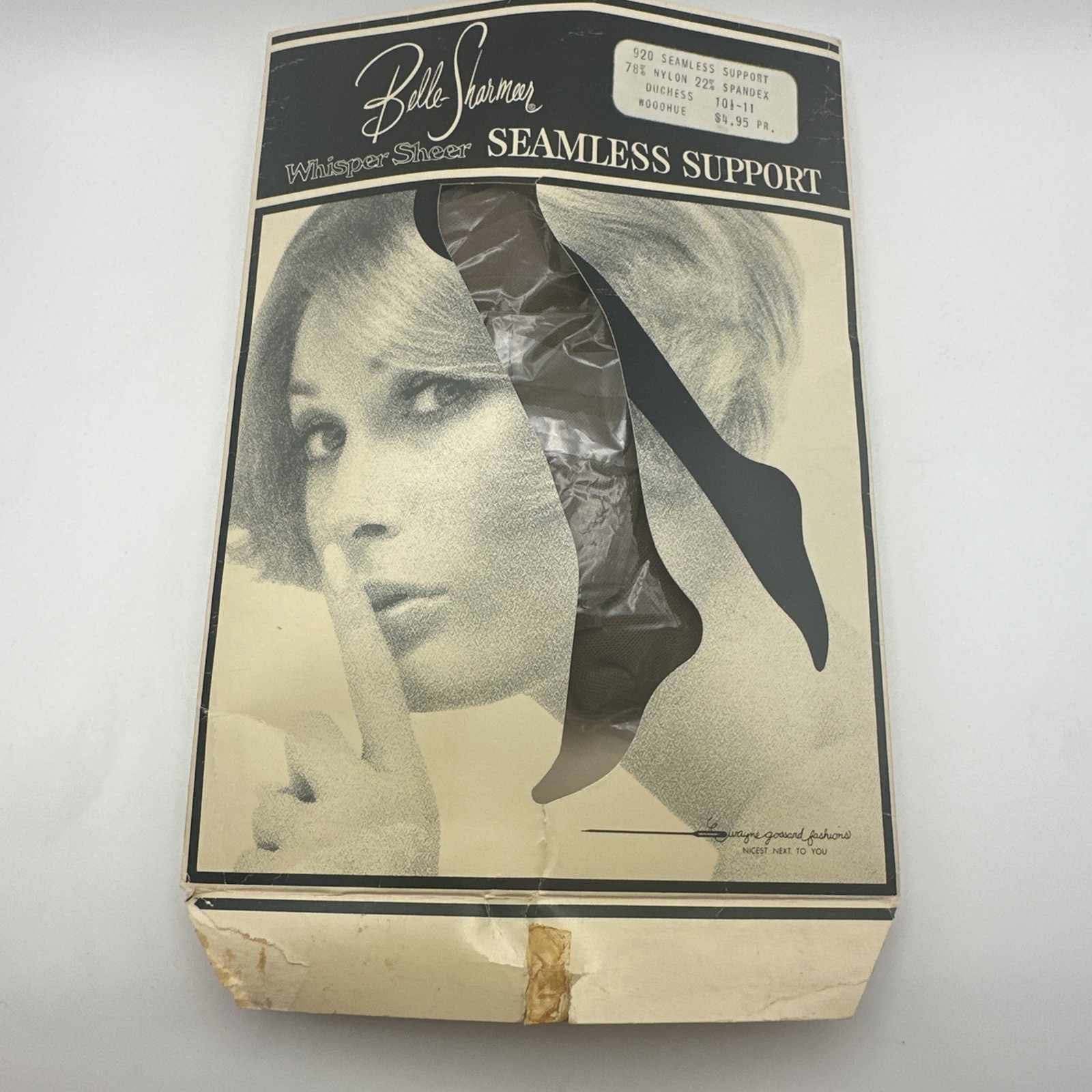 Belle Sharmeer Vintage Stockings Whisper Sheer 10.5-11 Seamless Support Wood Hue