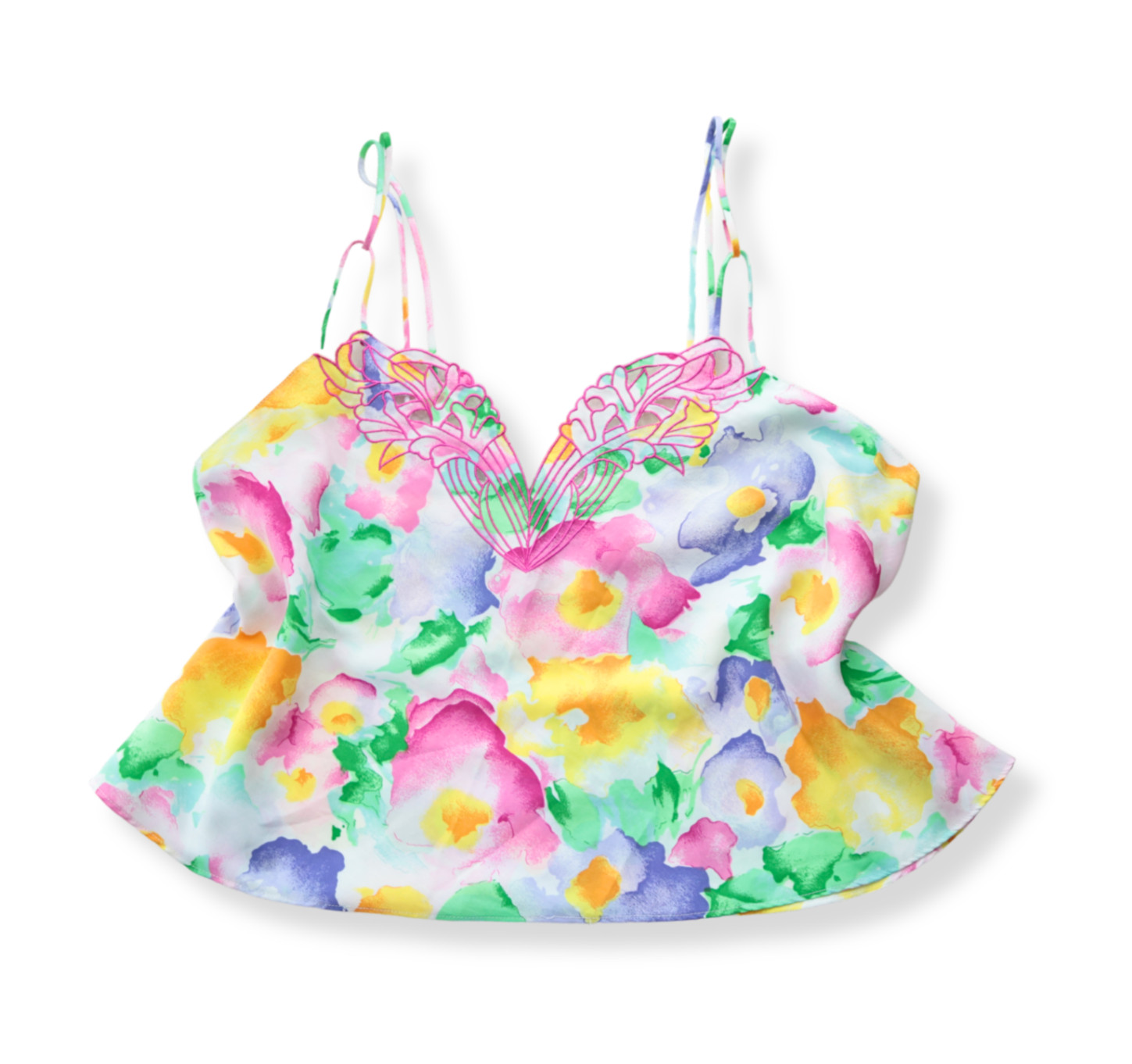 90s Victorias Secret Gold Label Floral Multicolor Double Strap Cami Top Size S/M