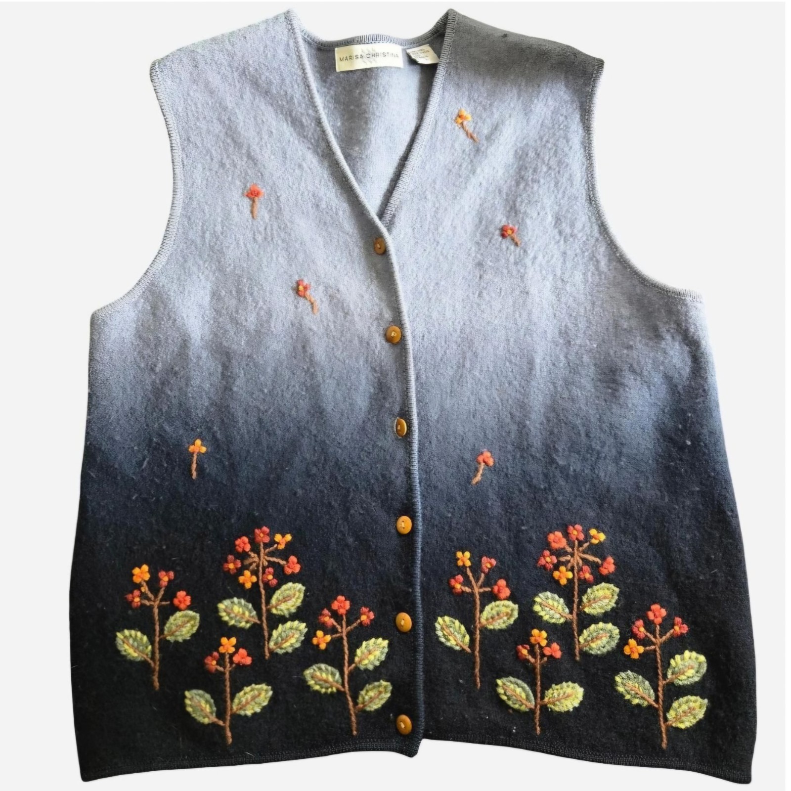 Excellent Condition Vintage Marisa Christina Wool Vest Size Large Blue Hombre