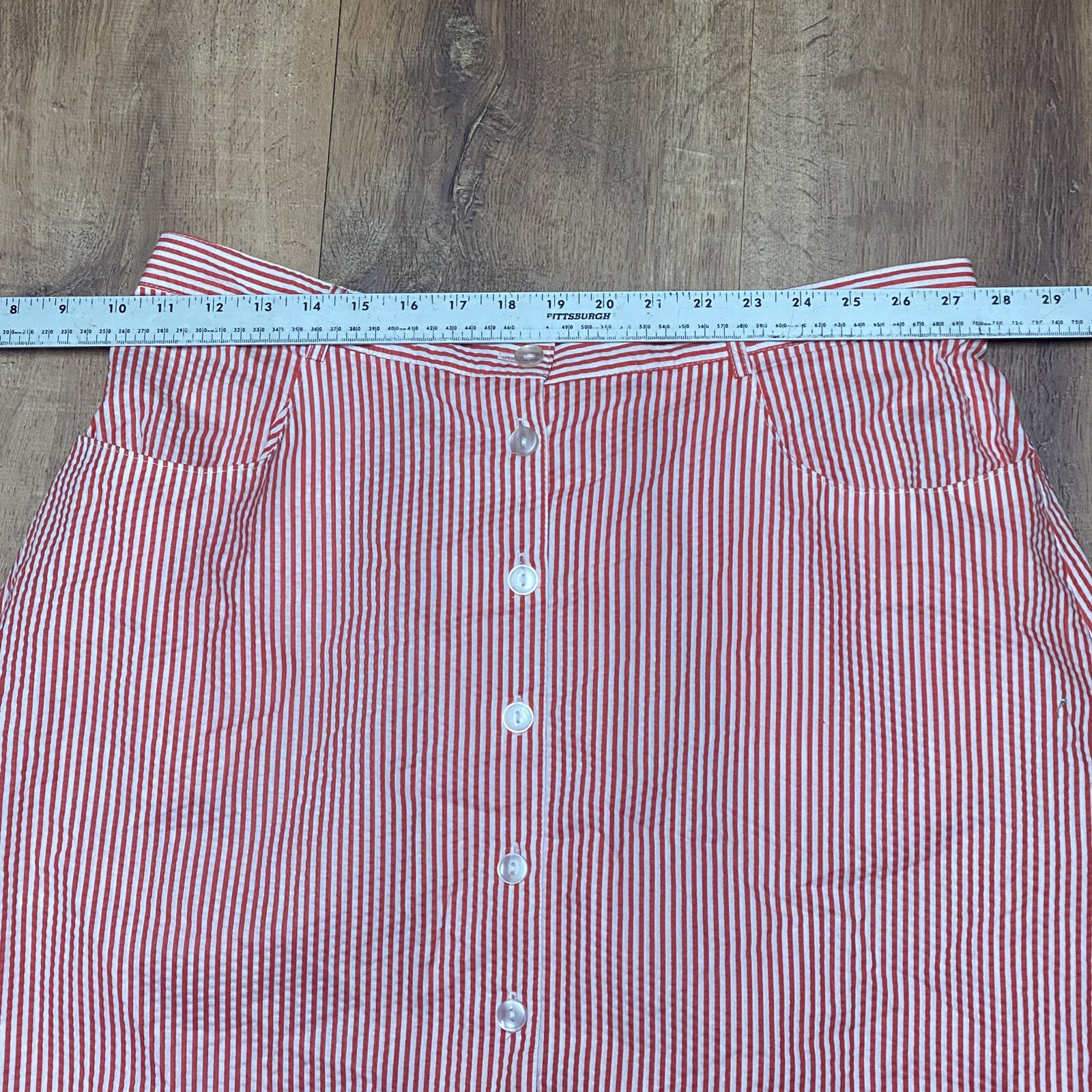 VTG Women’s Plus Red Below Knee Sz 20 Barber Shop Steam Punk Lightweight Pockets