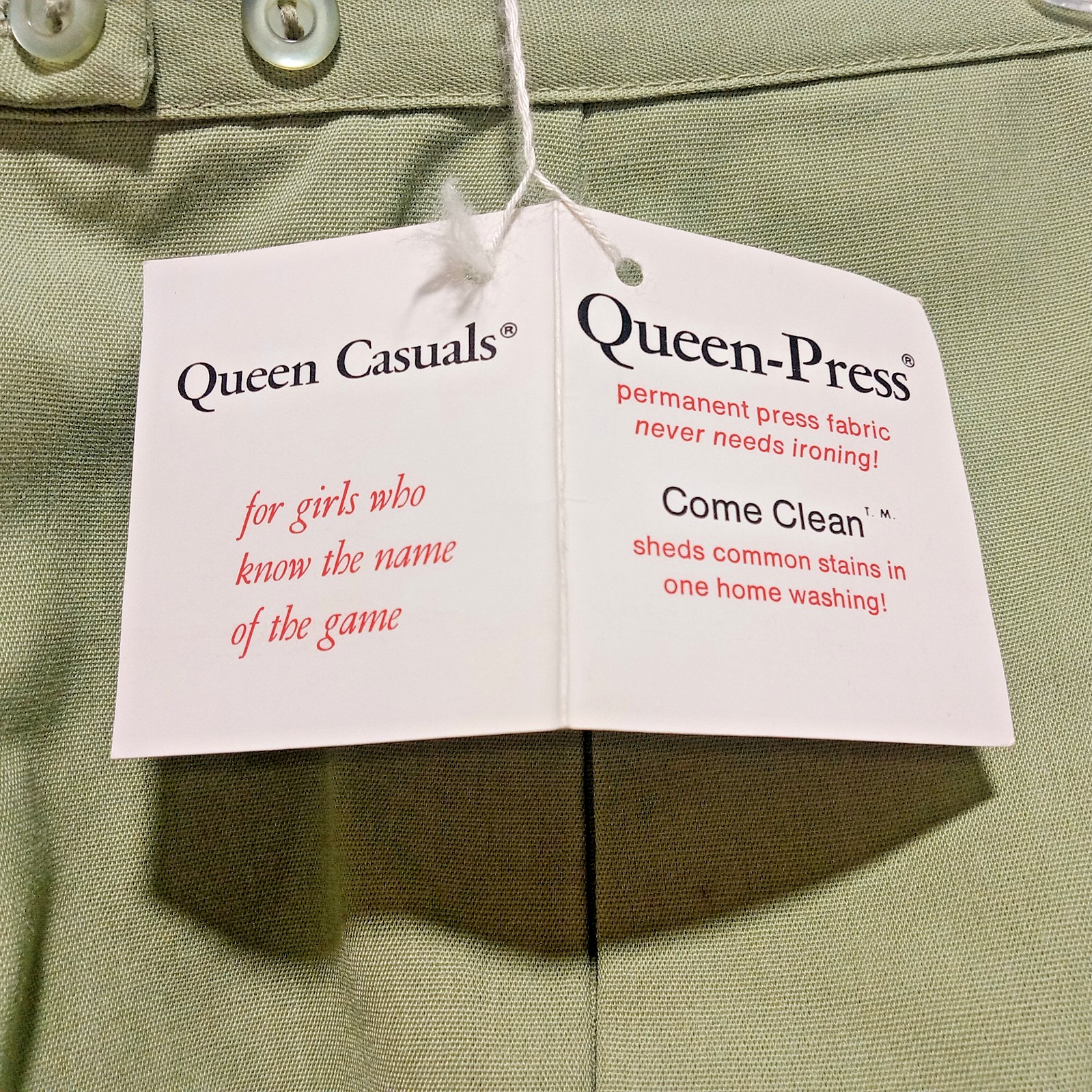 70s Queen Casuals Bermuda Shorts NWT Sage Green Clam Digger Knee Pants Capri 18