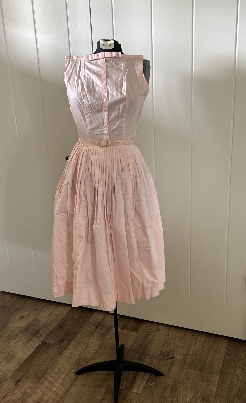 Vintage 1950’s/60’s Bobbie Brooks Pink Cotton Belted Sundress Fits XS