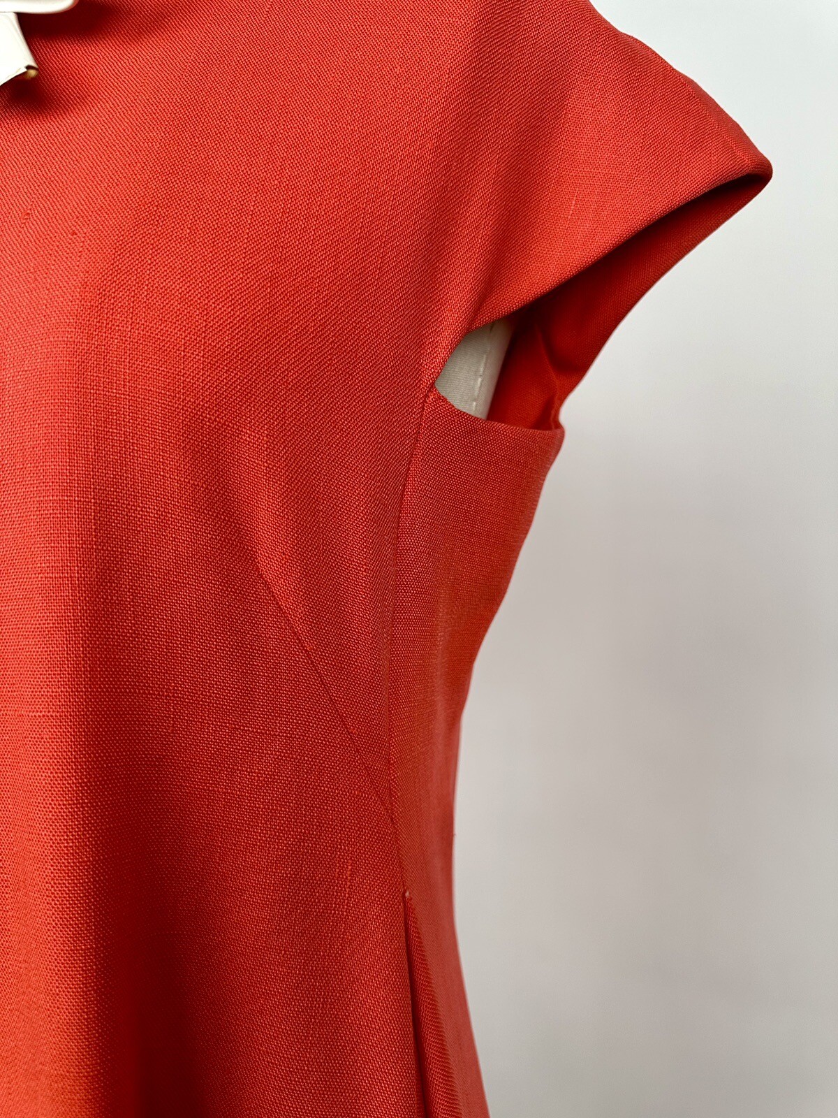 Vintage 1960s Geoffrey Beene orange Red Linen Dress Mod GoGo As Is 60s Designer