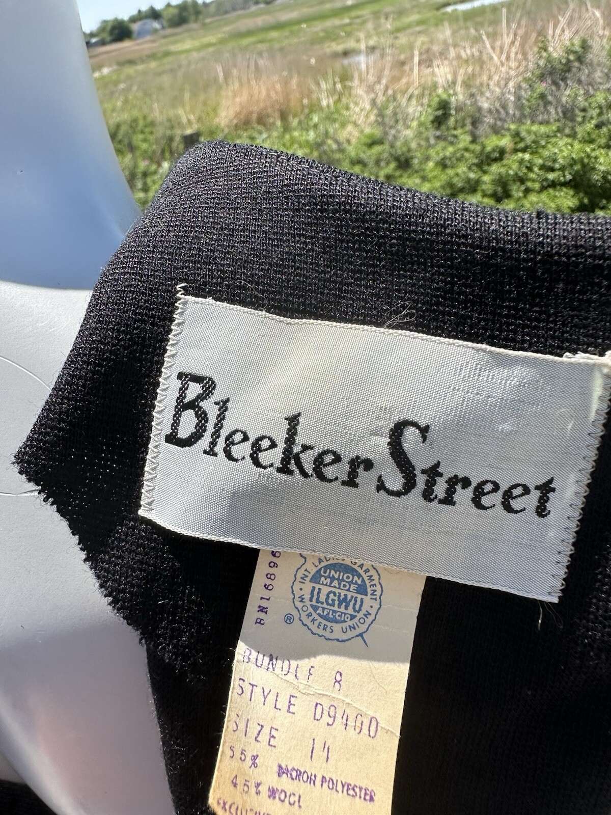 1960s Bleeker Street dress black cocktail shift gold trim 70s size 14 classic