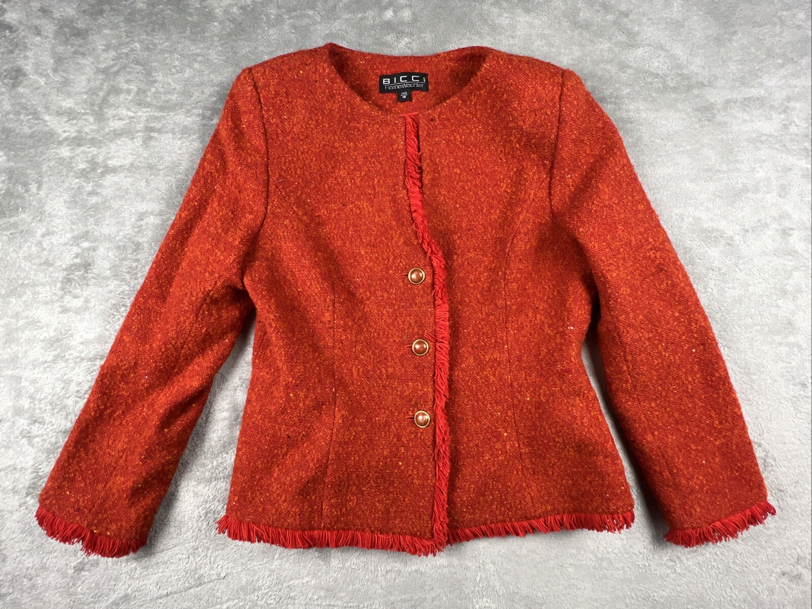 VTG Florine Wachter Bicci Skirt Suit Set Womens 12 Wool Mohair Red Jackie O
