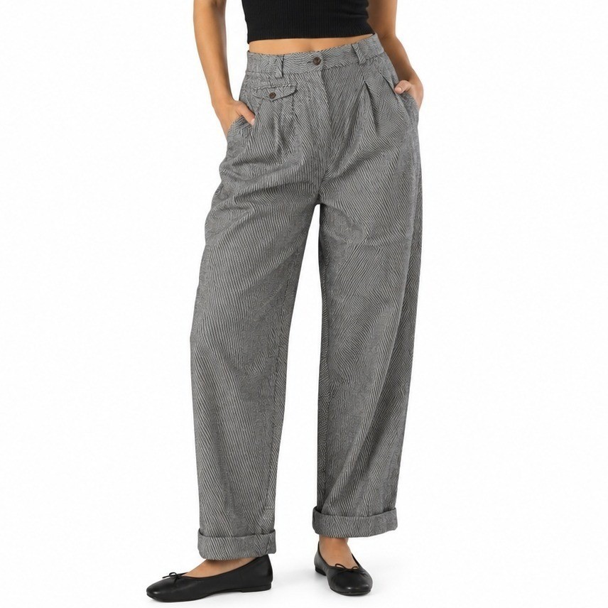 Esprit Collection Pants Trousers Women 27 Waist Black White Striped Pleated 90s