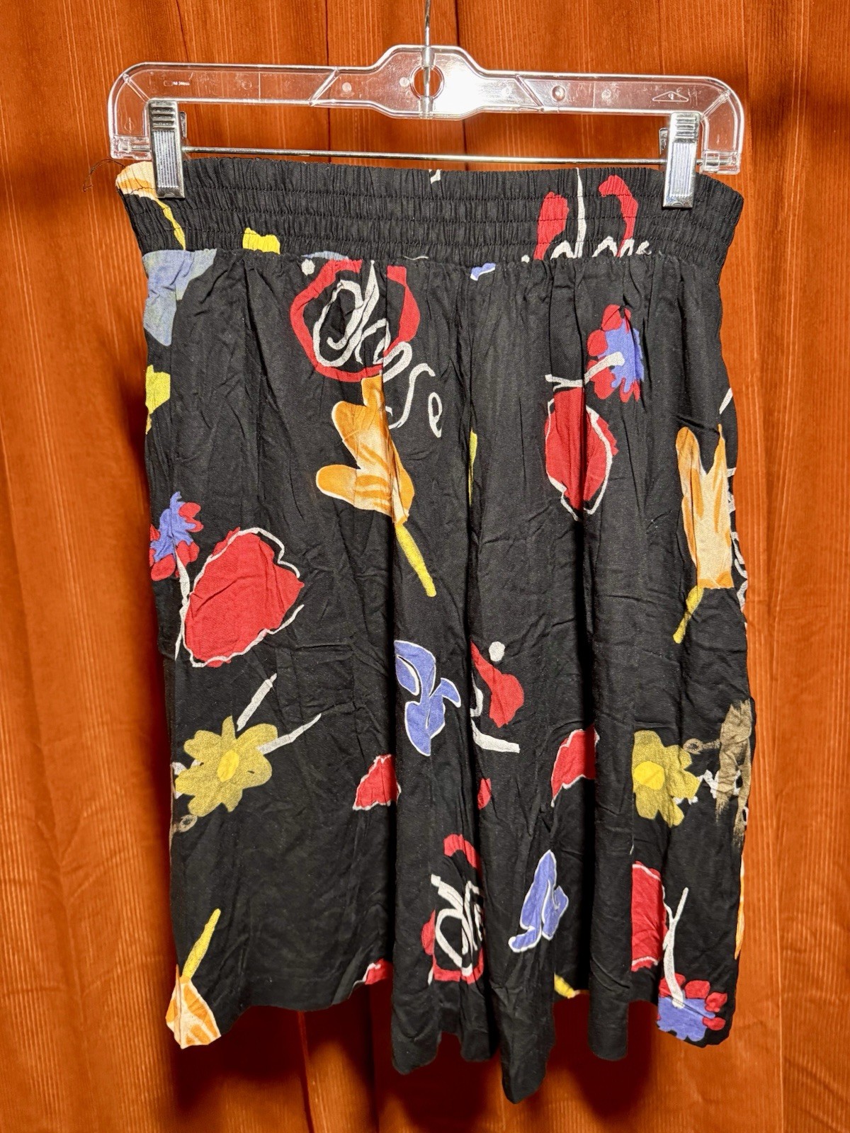 Vintage Cascais California Rayon Culotte Shorts Floral Abstract Pockets M