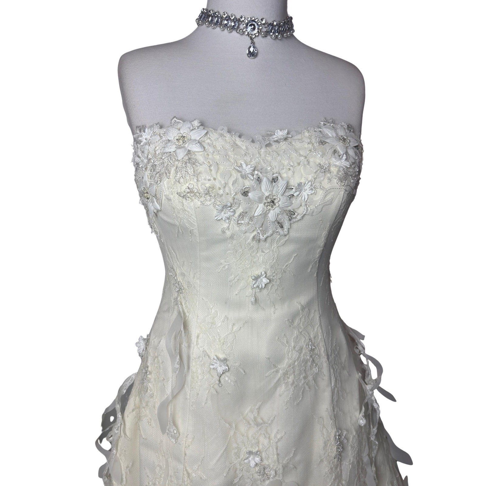 Vintage 3D Floral Wedding Bridal Dress Bride Dress Fairycore Wedding Gown