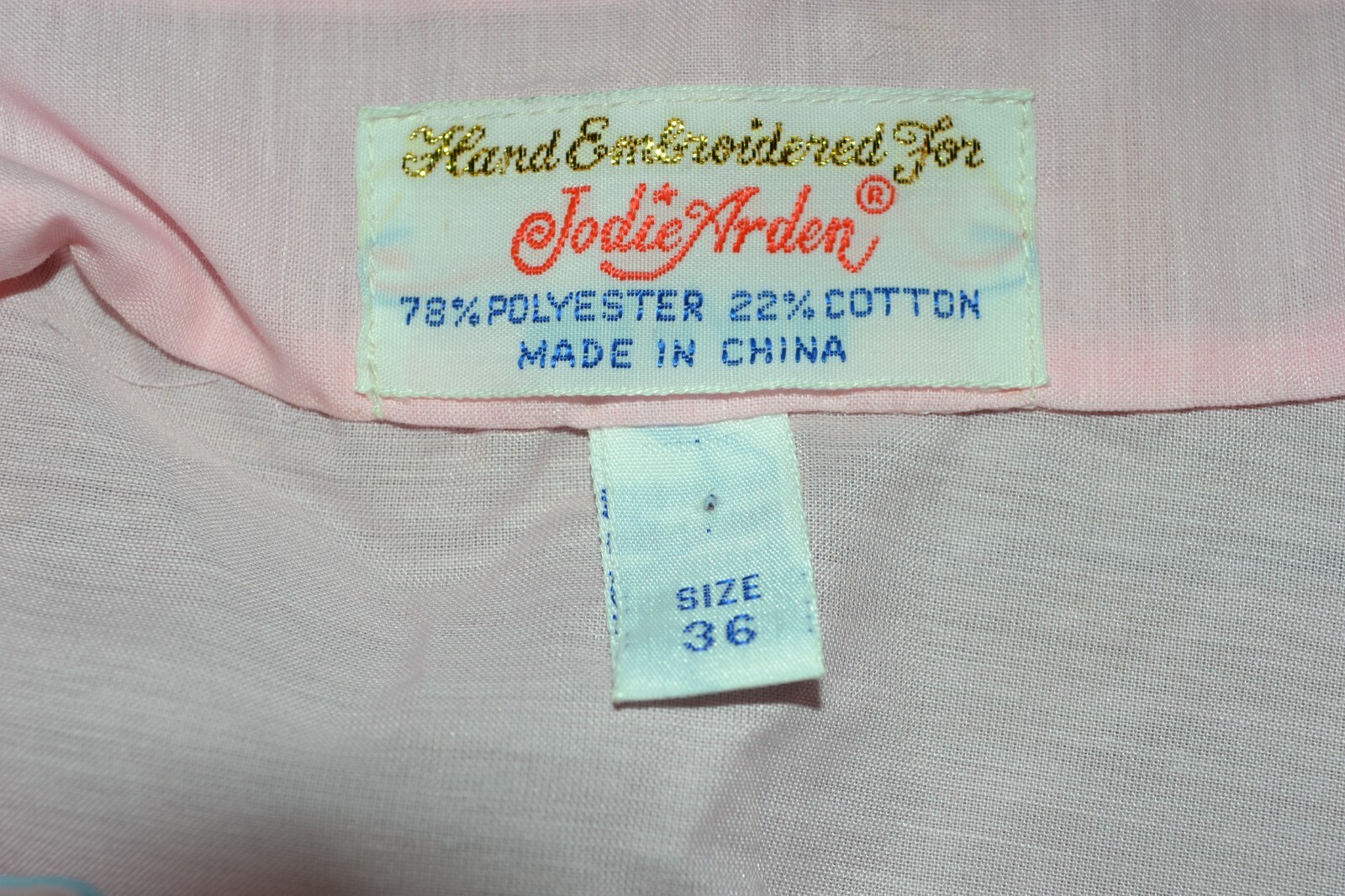 VINTAGE JODIE ARDEN PAJAMA SET 1980’S PINK EMBROIDERED NEW OLD STOCK PAJAMAS