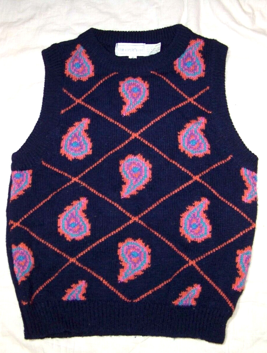 Vintage The Eagle’s Eye Sweater Vest – M – Shetland Wool