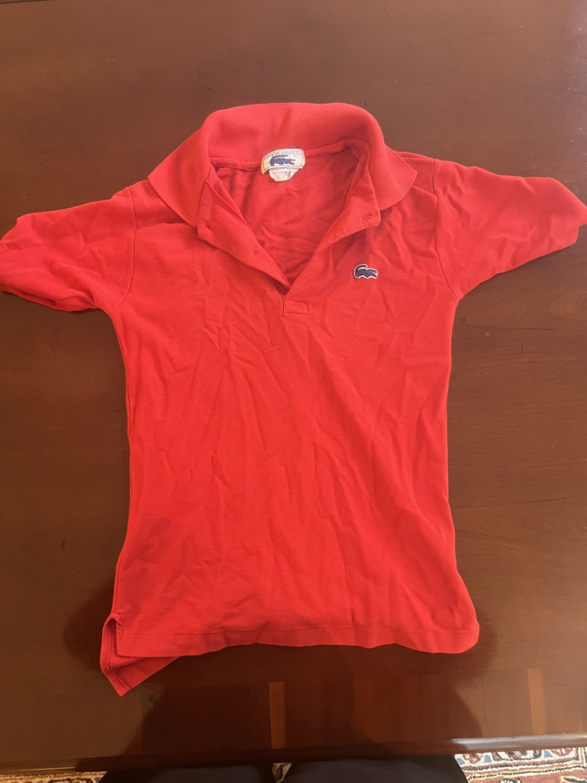 Vintage 1970s Chemise Lacoste Womens Polo Red Rare Long Tail
