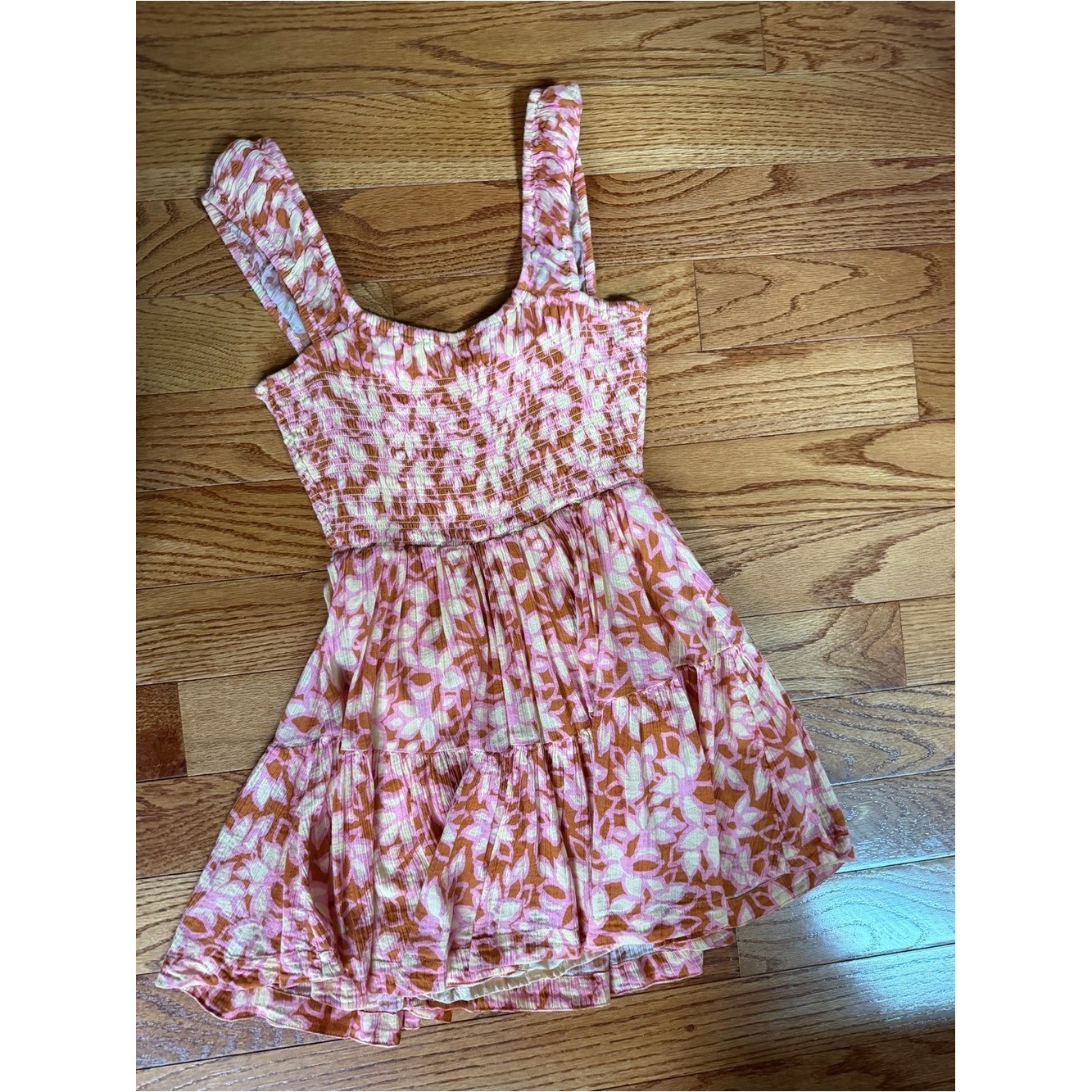 Free People Sweet Annie Smocked Floral Mini Dress Pink Size XS Boho Cottagecore