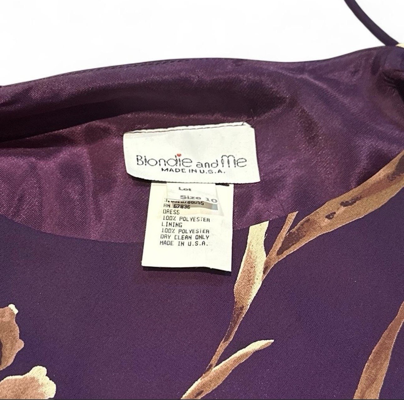 90s Vintage Blondie And Me Purple Satin Floral Dress Size 10