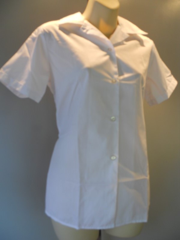 Nos Vintage 1960s White Blouse Uniform Shirt Waitress School College Preppy 36