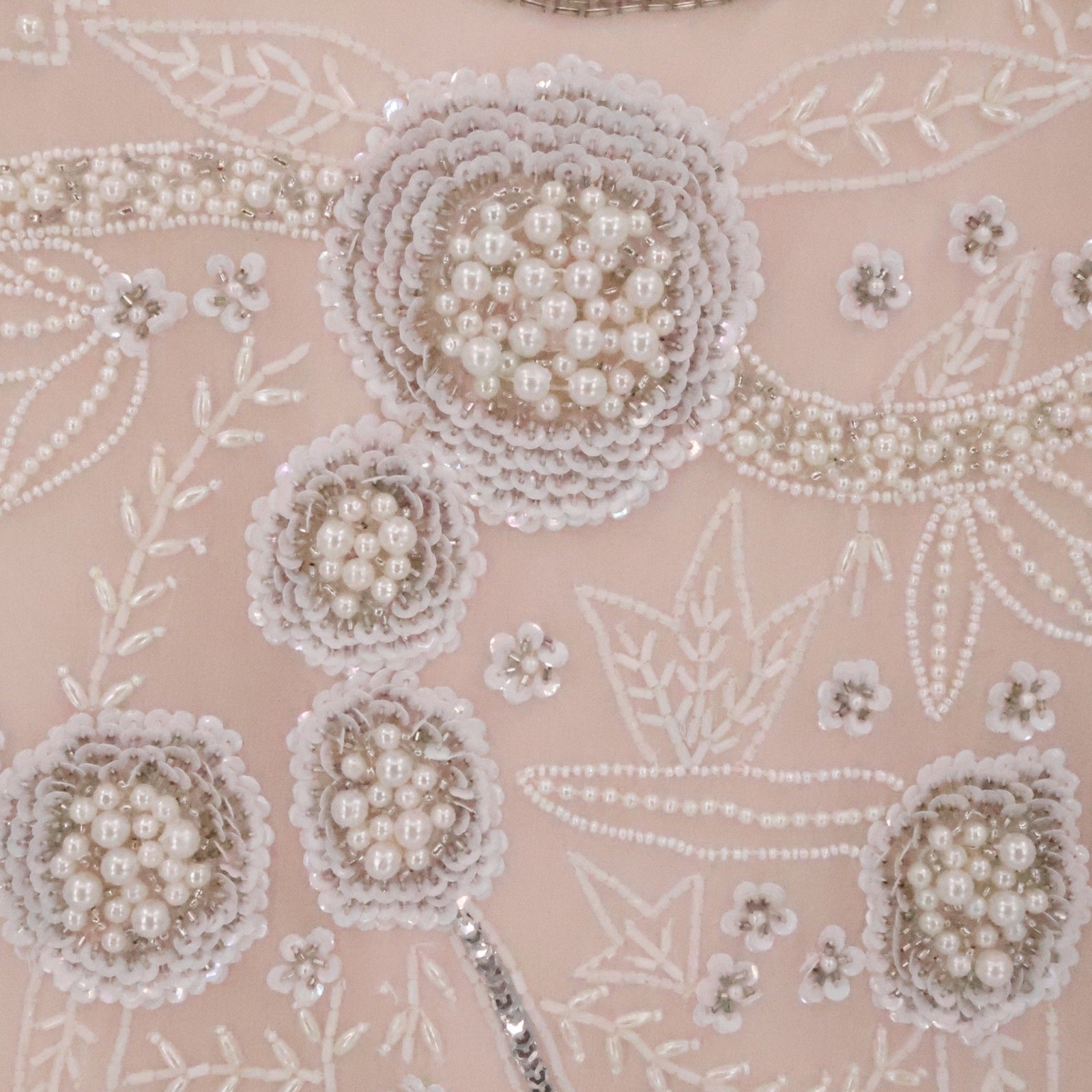 Laurence Kazar Vintage 90s Beaded Silk Cocktail Dress Womens Size PM Blush Pink
