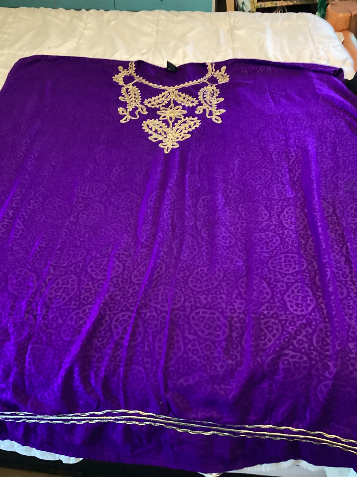 Beautiful Purple W Gold Embroidery Kaftan / Muu Muu By Meetu Magic Pakistan OS