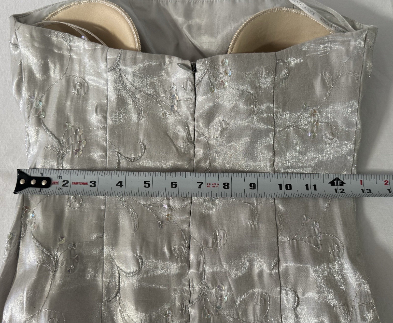 Jessica McClintock Gunne Sax Women’s Dress Vintage 80’s Prom Silver Strapless 5
