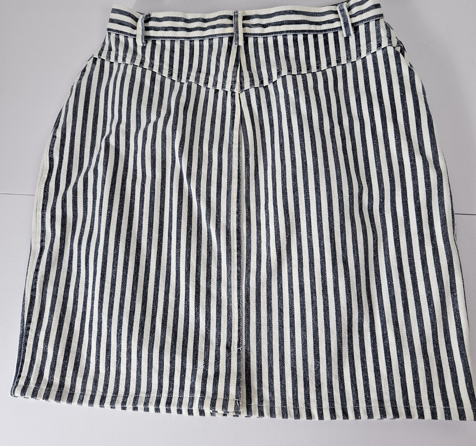 70s 80s Vintage HELIUM Striped PENCIL DENIM SKIRT USA SIZE 11 TALON 42 ZIPPER
