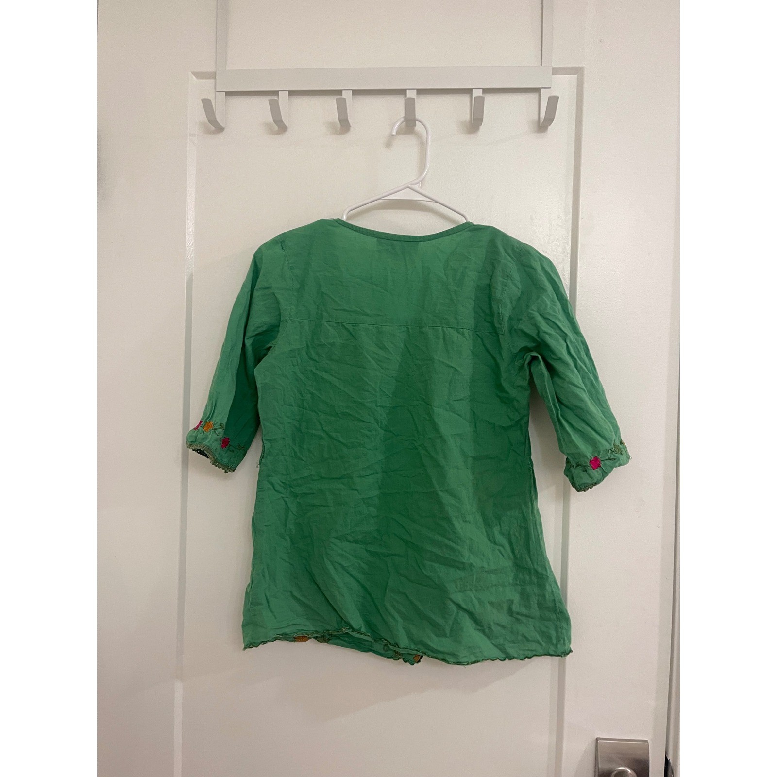 Vintage Y2K Cottagecore Boho Green Embroidered Blouse Indie