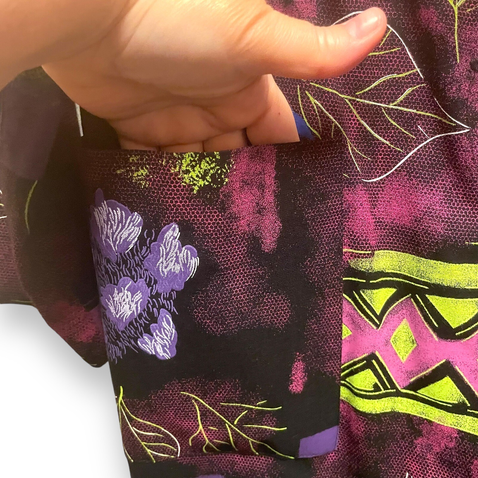 Vintage Kensington Square Blazer Floral Geometric Purple Green Women’s Size S