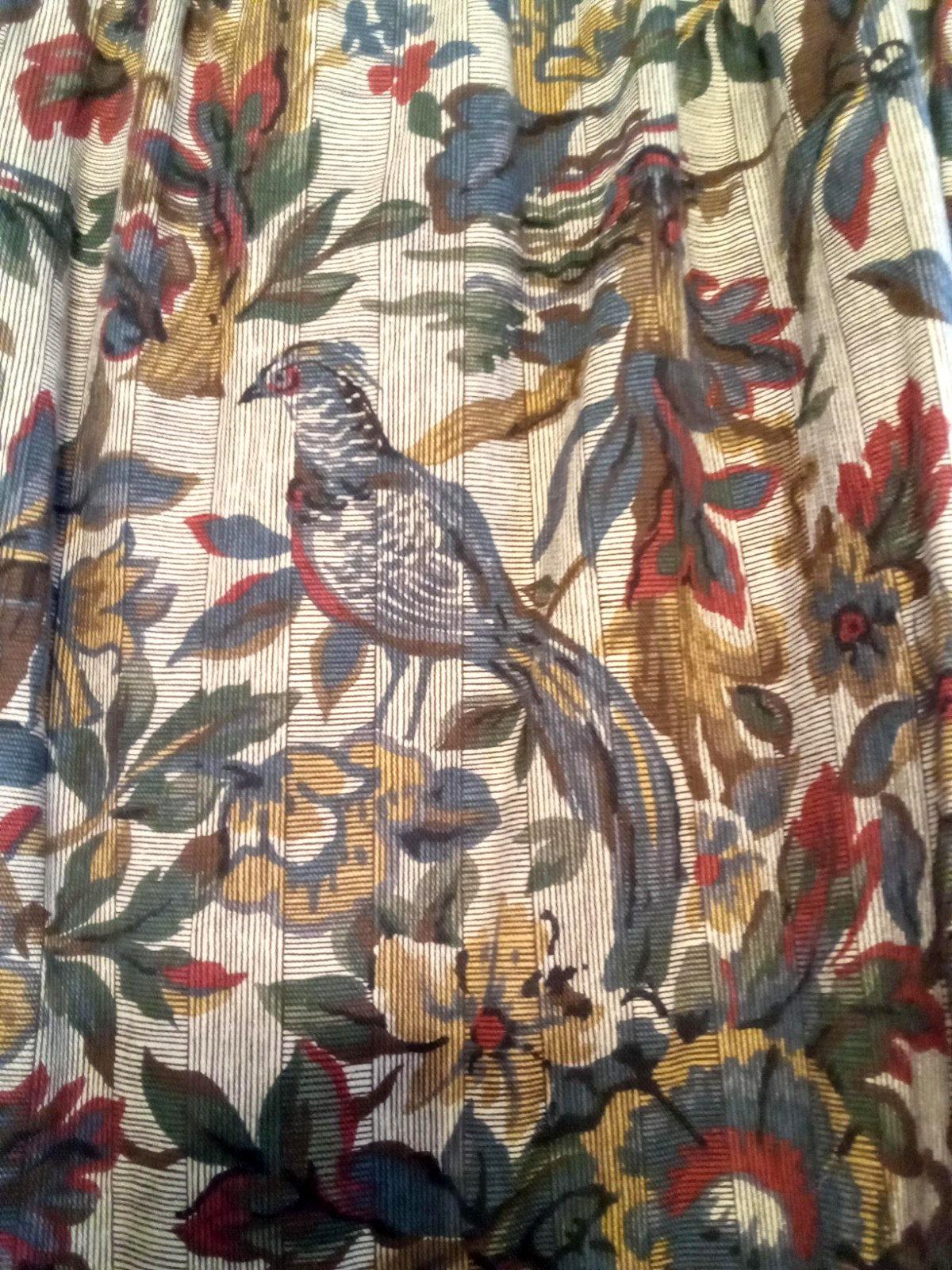 Bushwacker USA Womens Blouse & Skirt SUIT size L Floral Bird Pattern VTG Outfit