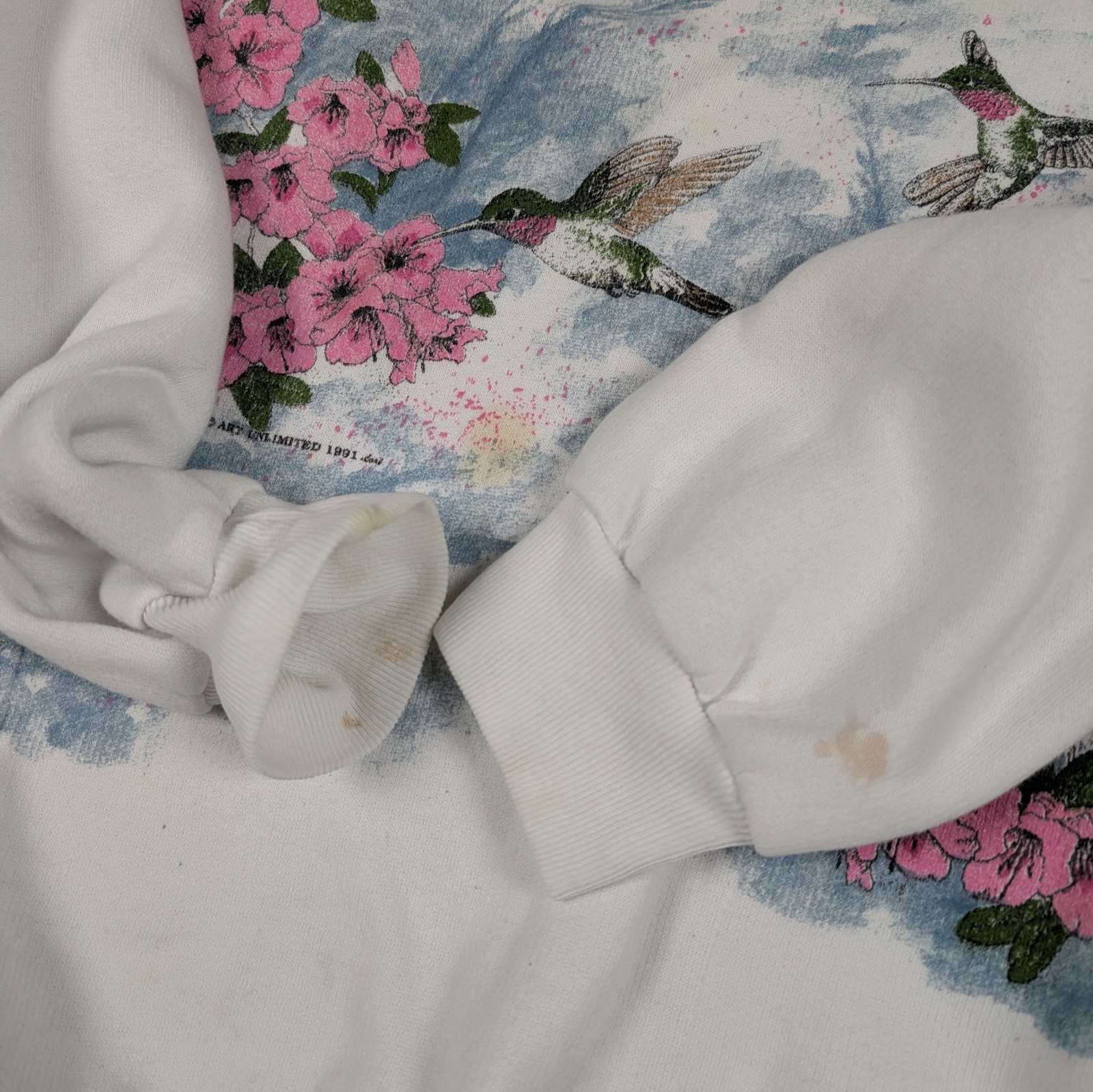 Vintage 90s Art Unlimited Hummingbird Sweatshirt Womens Size M/L Cute Cottage