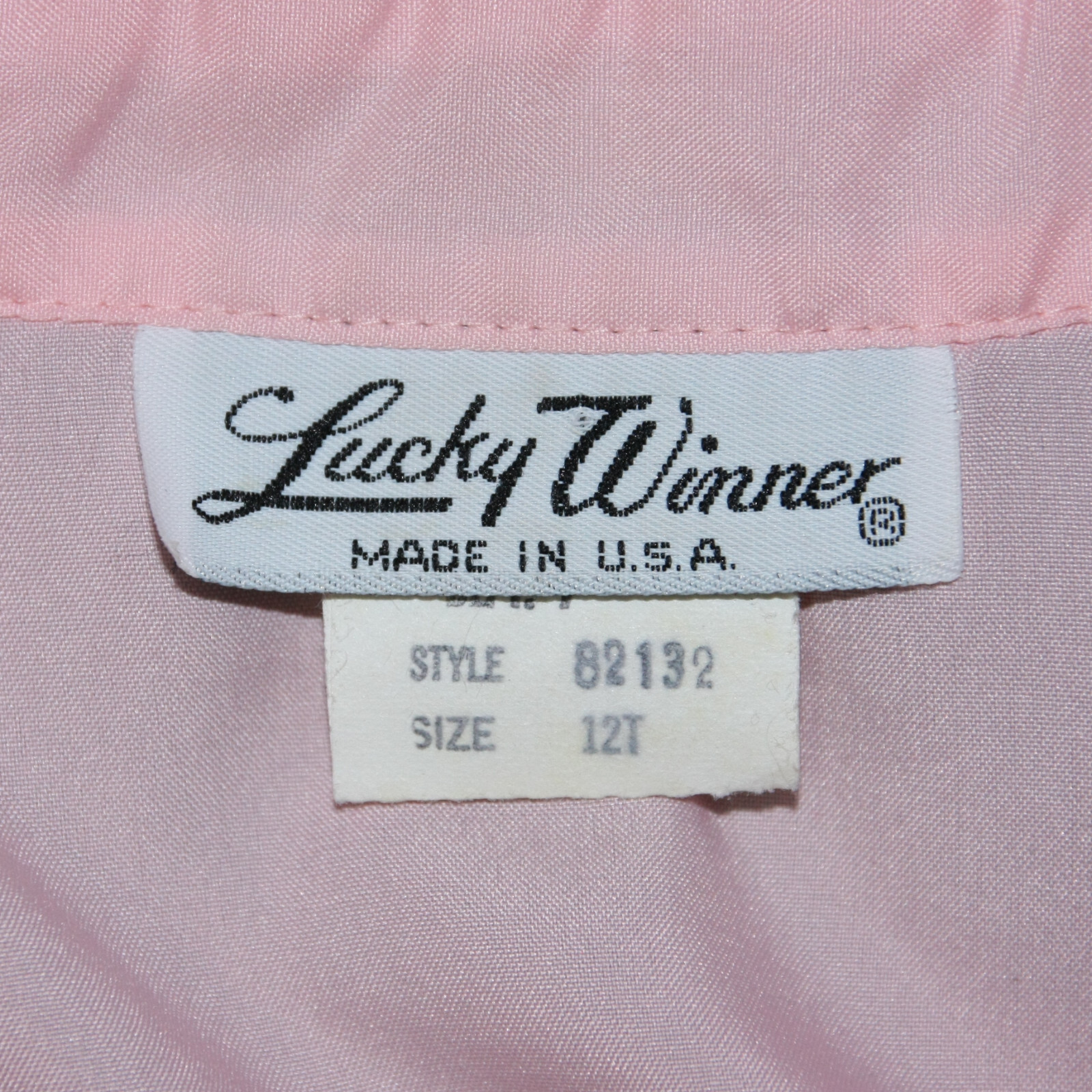 Vintage Lucky Winner High Neck Pleated Front Blouse w Ruffles Pink M 12 1970s
