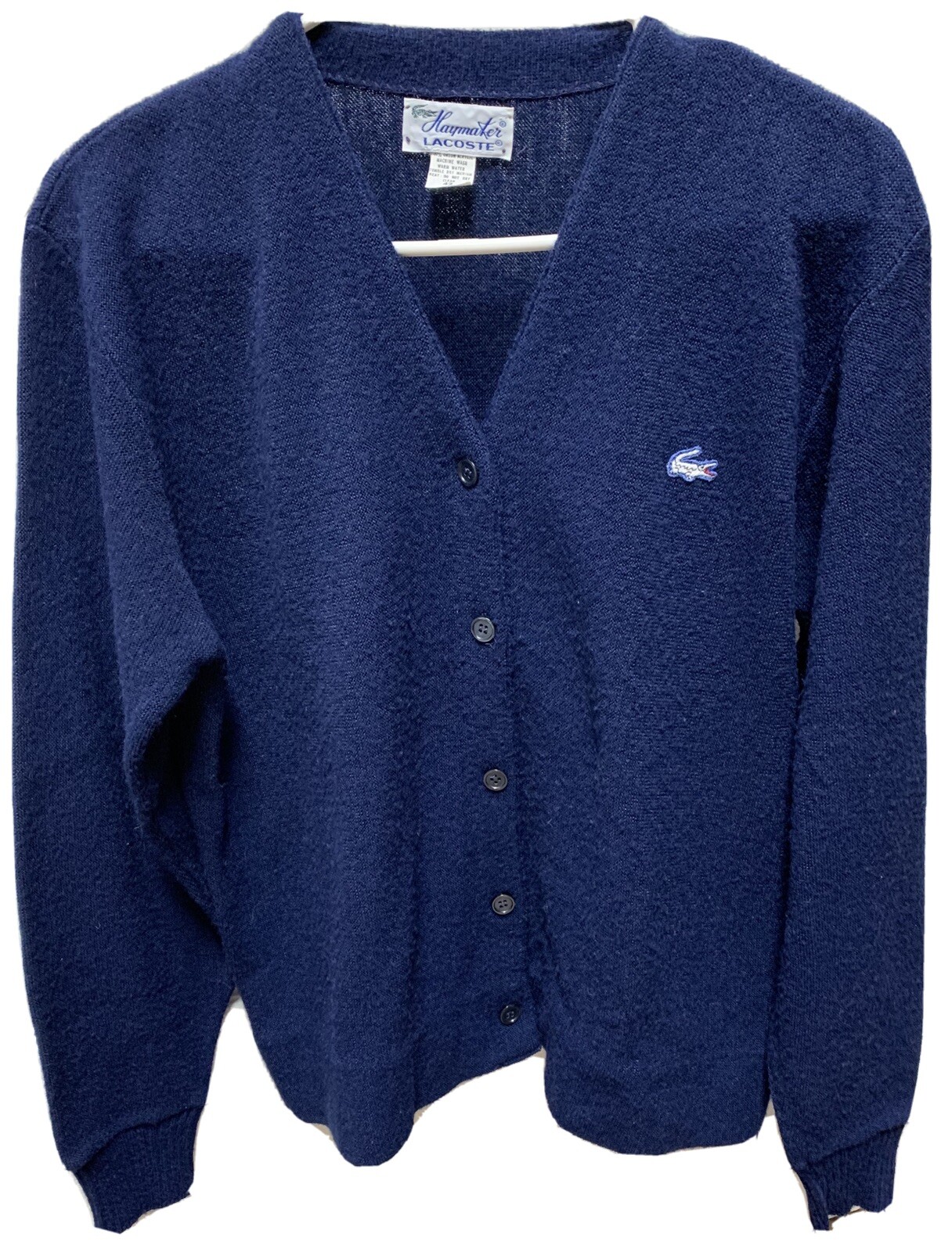 LACOSTE HAYMAKER Vintage Women’s Dark Blue Sweater Button Down Cardigan Size 42