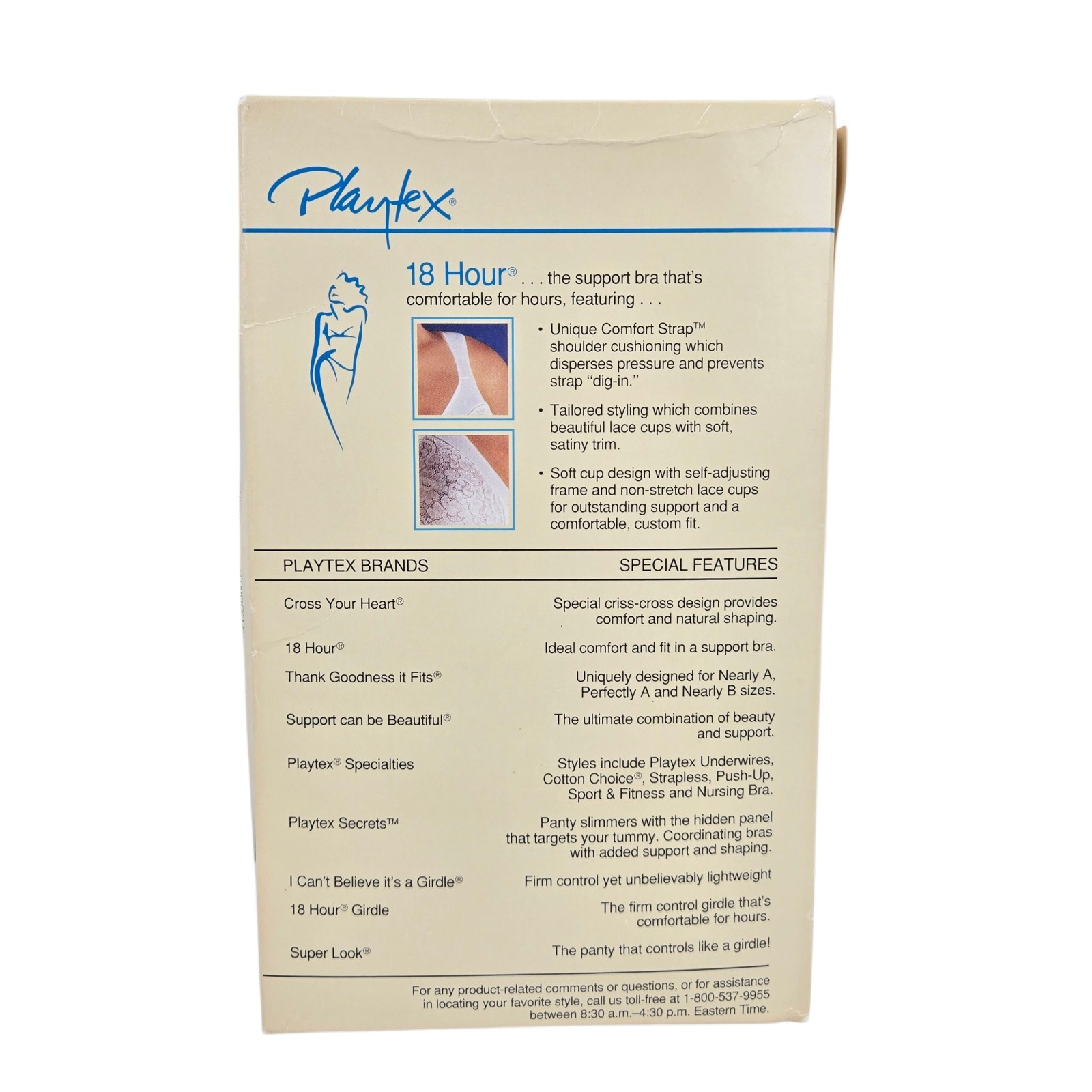 NOS Playtex 18 Hour Bra Satin Lace Soft Comfort Strap Wire Free 42C White #4125