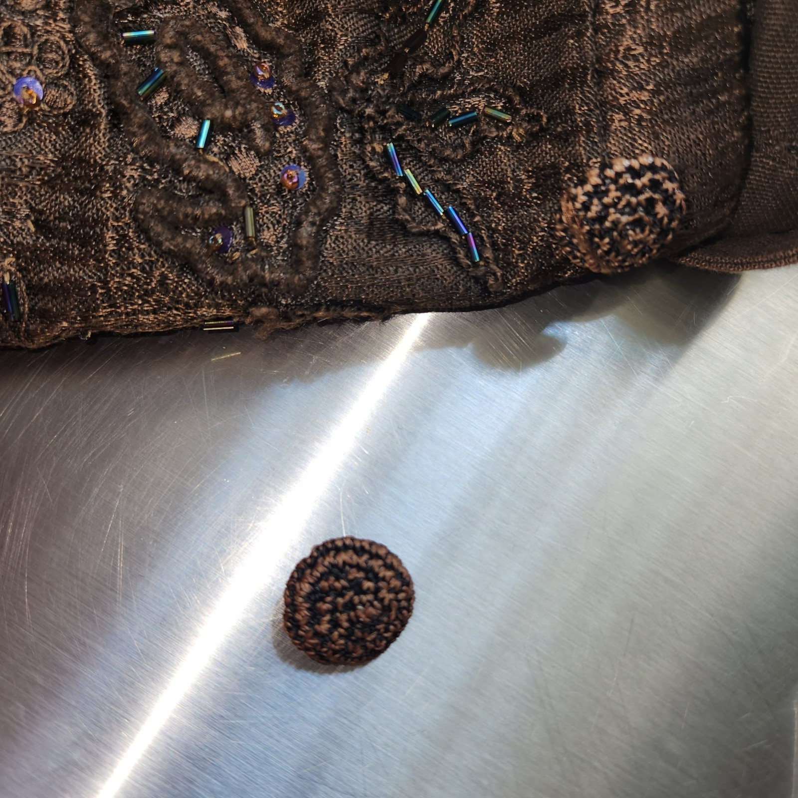 Flashback Chocolate Brown Patchwork Tapestry Vest w/ beaded embellishment MEDIUM