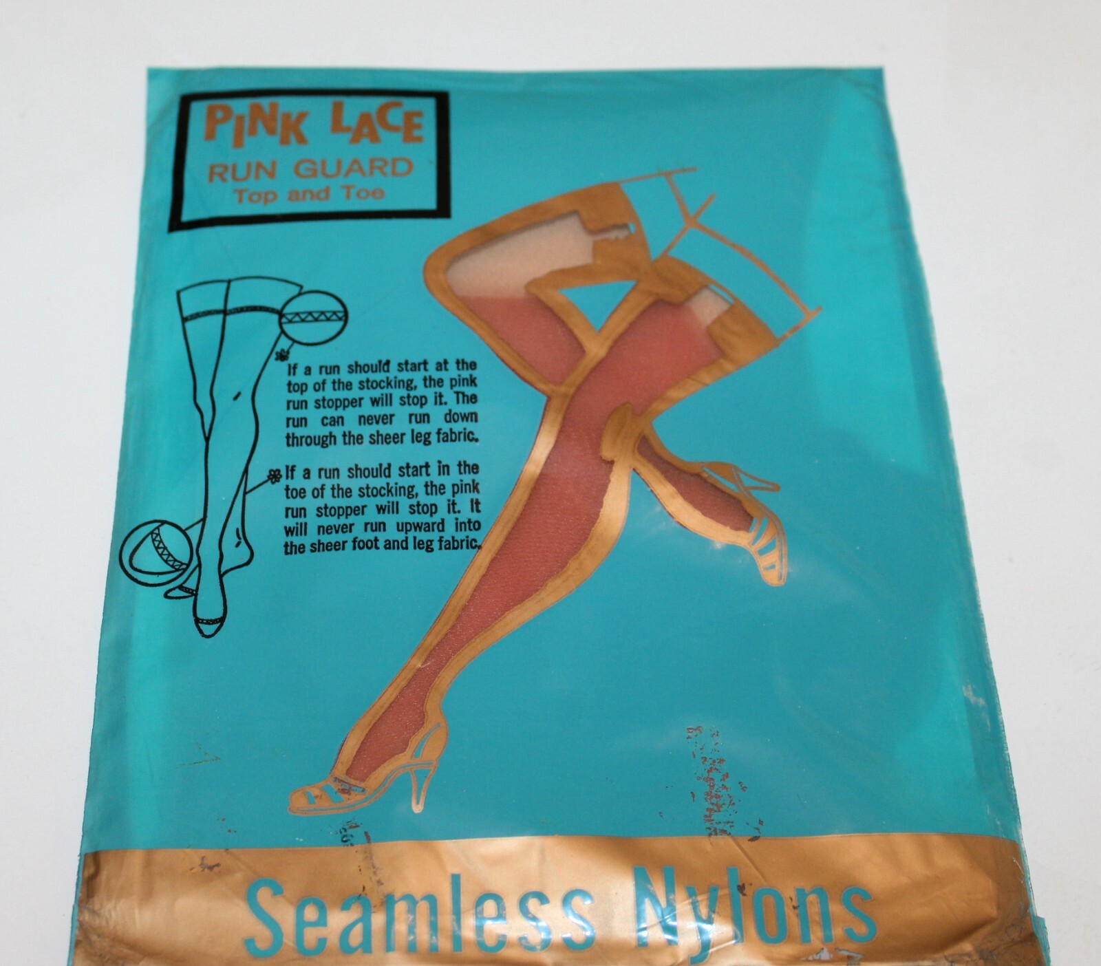 VINTAGE FIRST QUALITY GARTER STOCKING 8.5 SEAMLESS NYLONS NOS