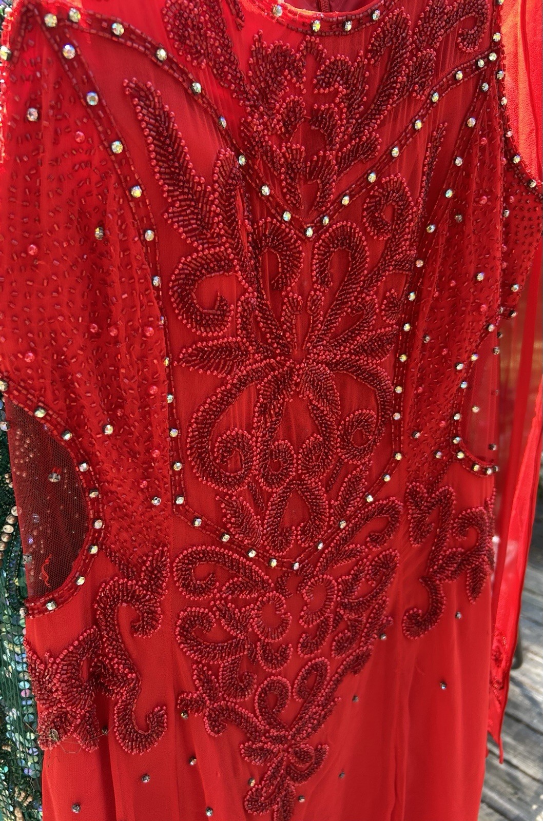 Vintage Red My Fashion dress Gown With Sequins And Beads Women’s 16